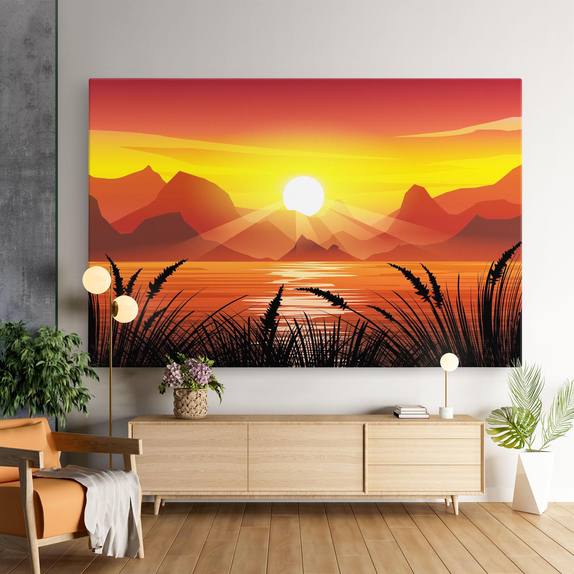 Tablou Canvas Sunrise Grass Art mockup 9