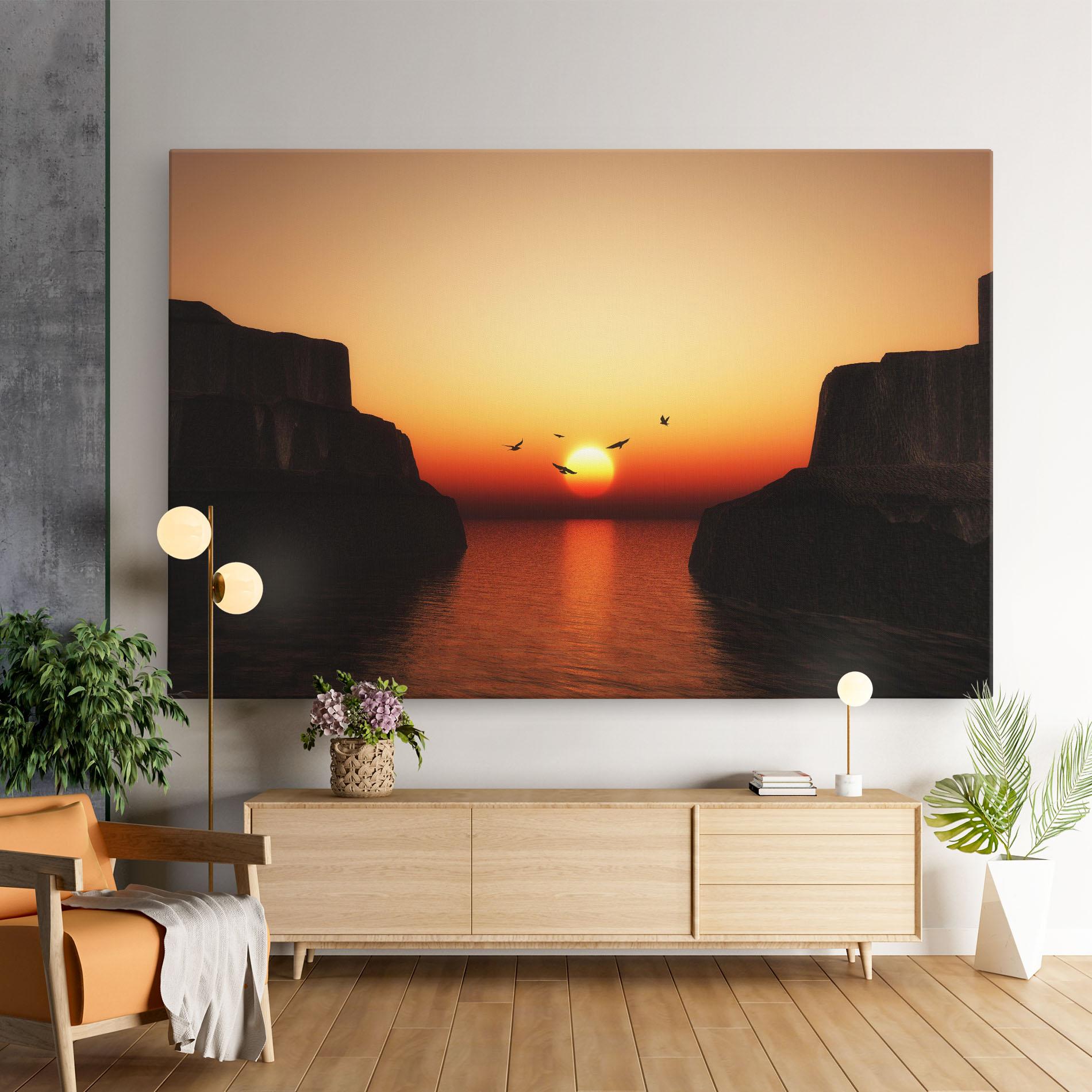 Tablou Canvas Sunset Silhouette Birds mockup 9