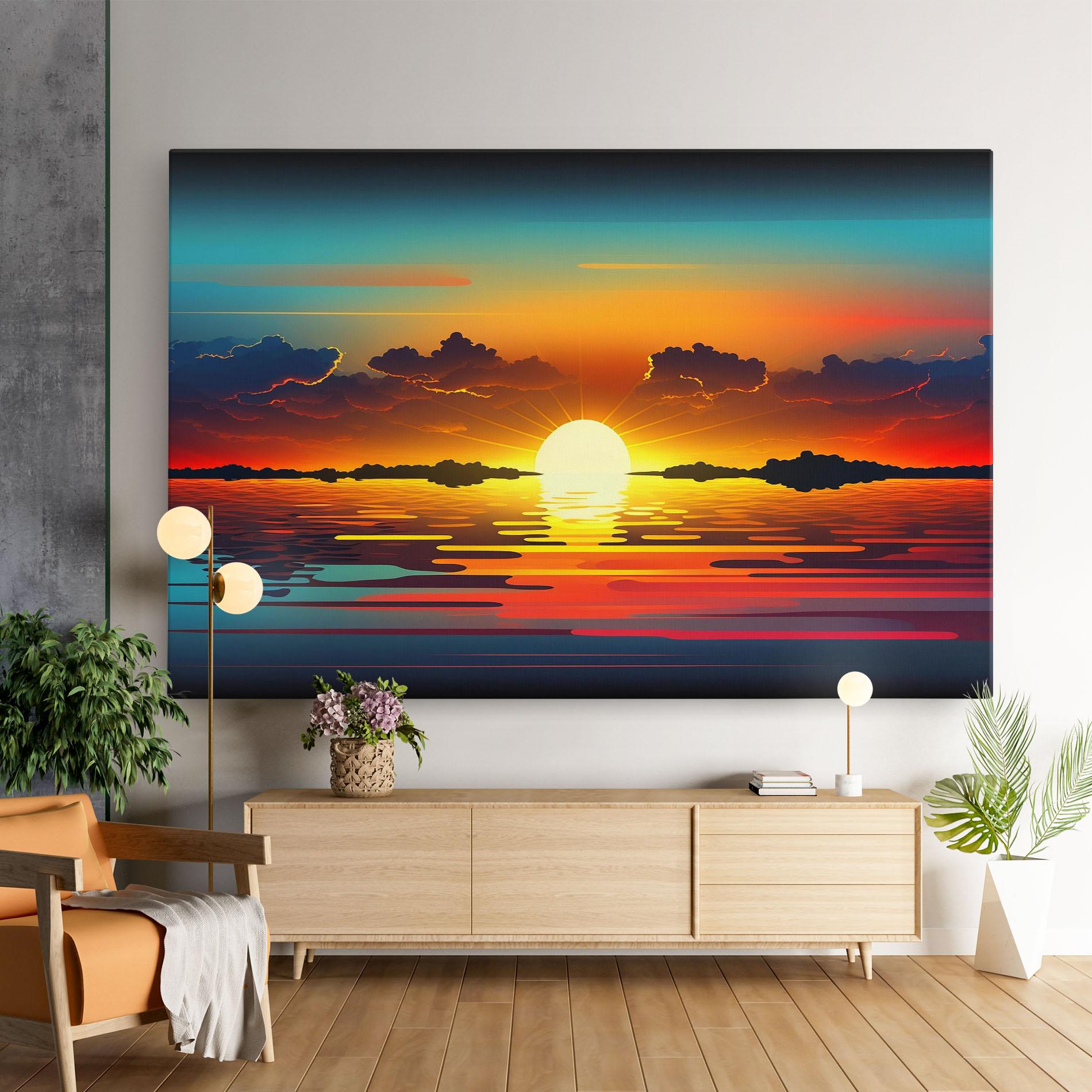 Tablou Canvas Yellow Sunset Illustration mockup 9