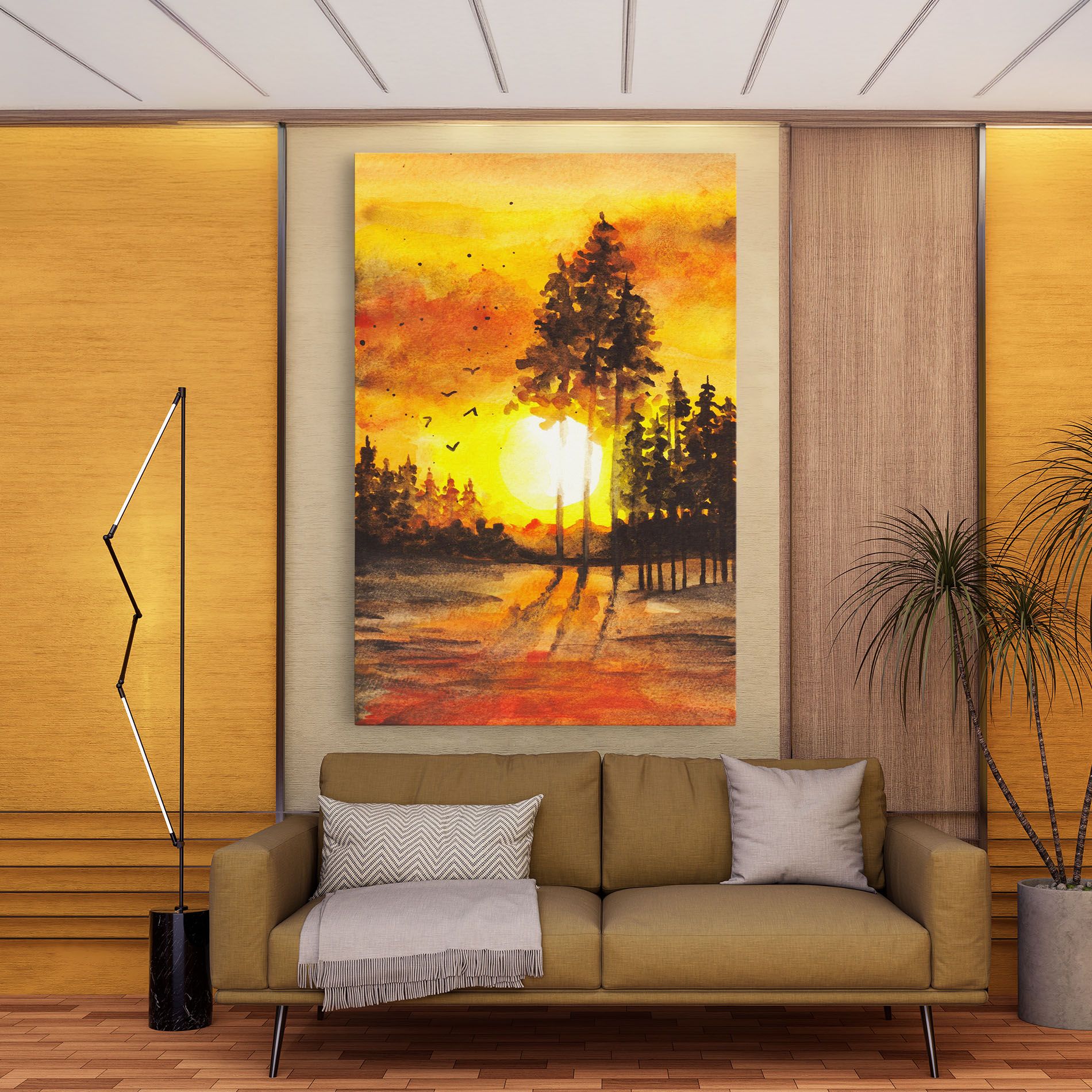 Watercolor Sunset Painting mockup 9