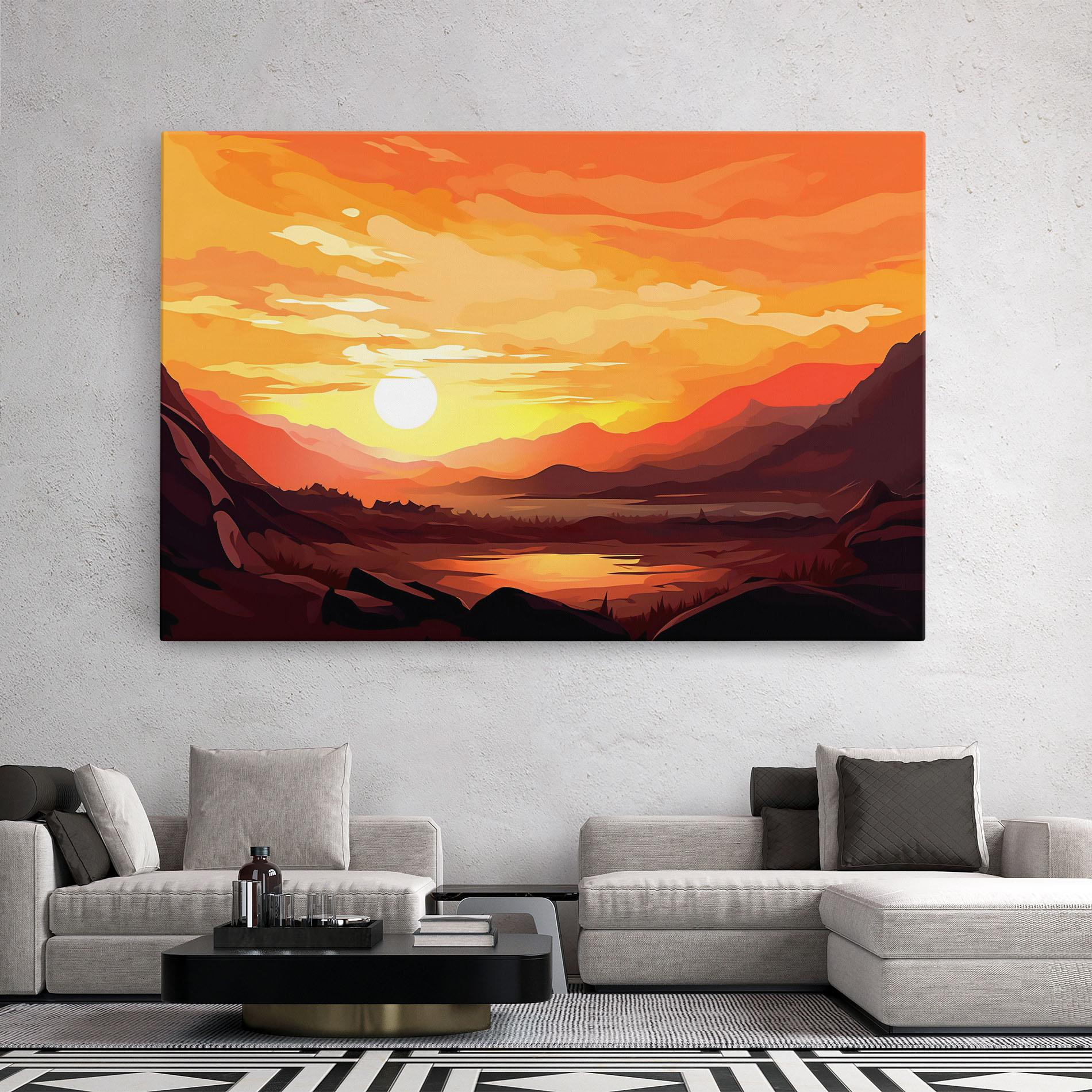 Tablou Canvas Beautiful Sunset Illustration mockup 2