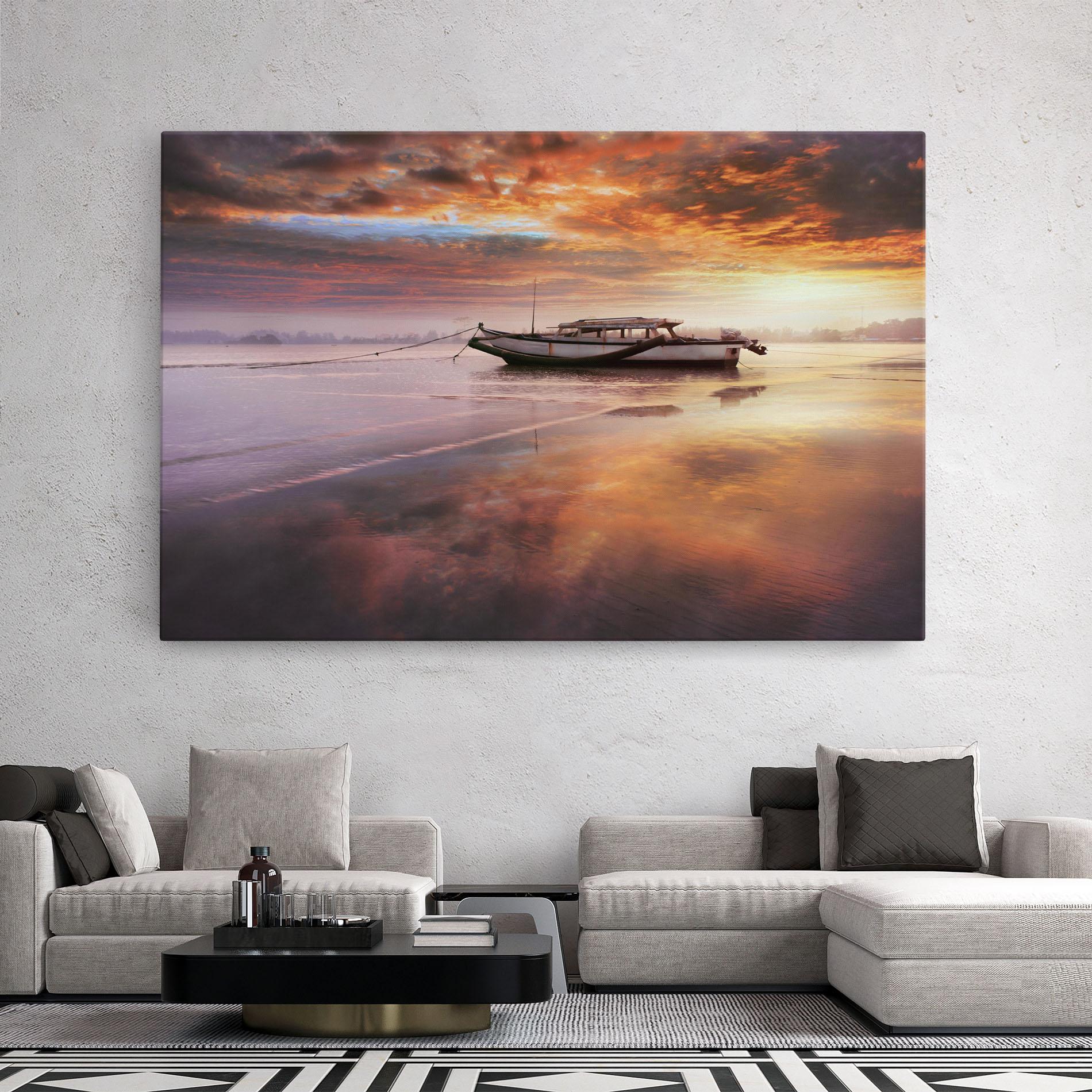 Tablou Canvas Beauty Boat Sunrise mockup 2