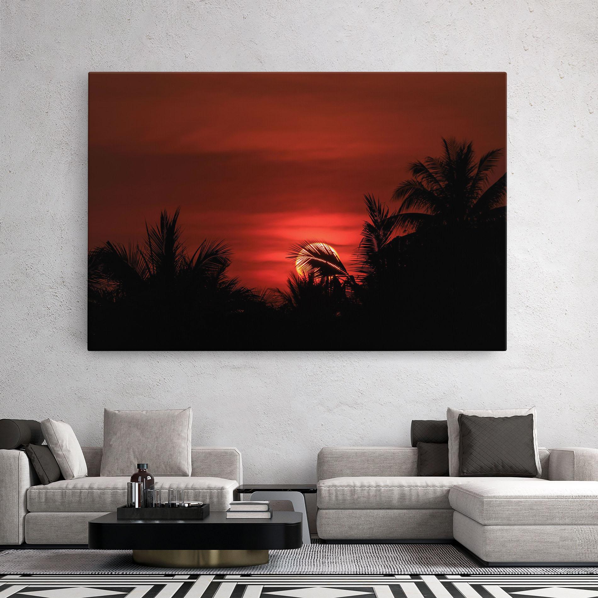 Tablou Canvas Coconuts Tree Sunset mockup 2