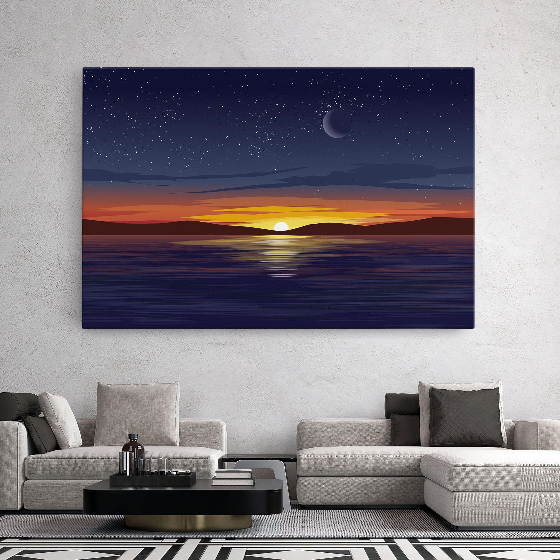Tablou Canvas Ocean Moon Sunset mockup 2