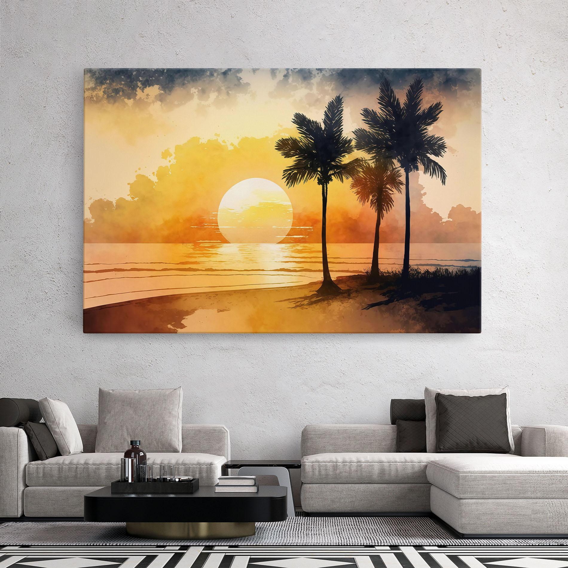 Tablou Canvas Palm Trees Sunset mockup 2