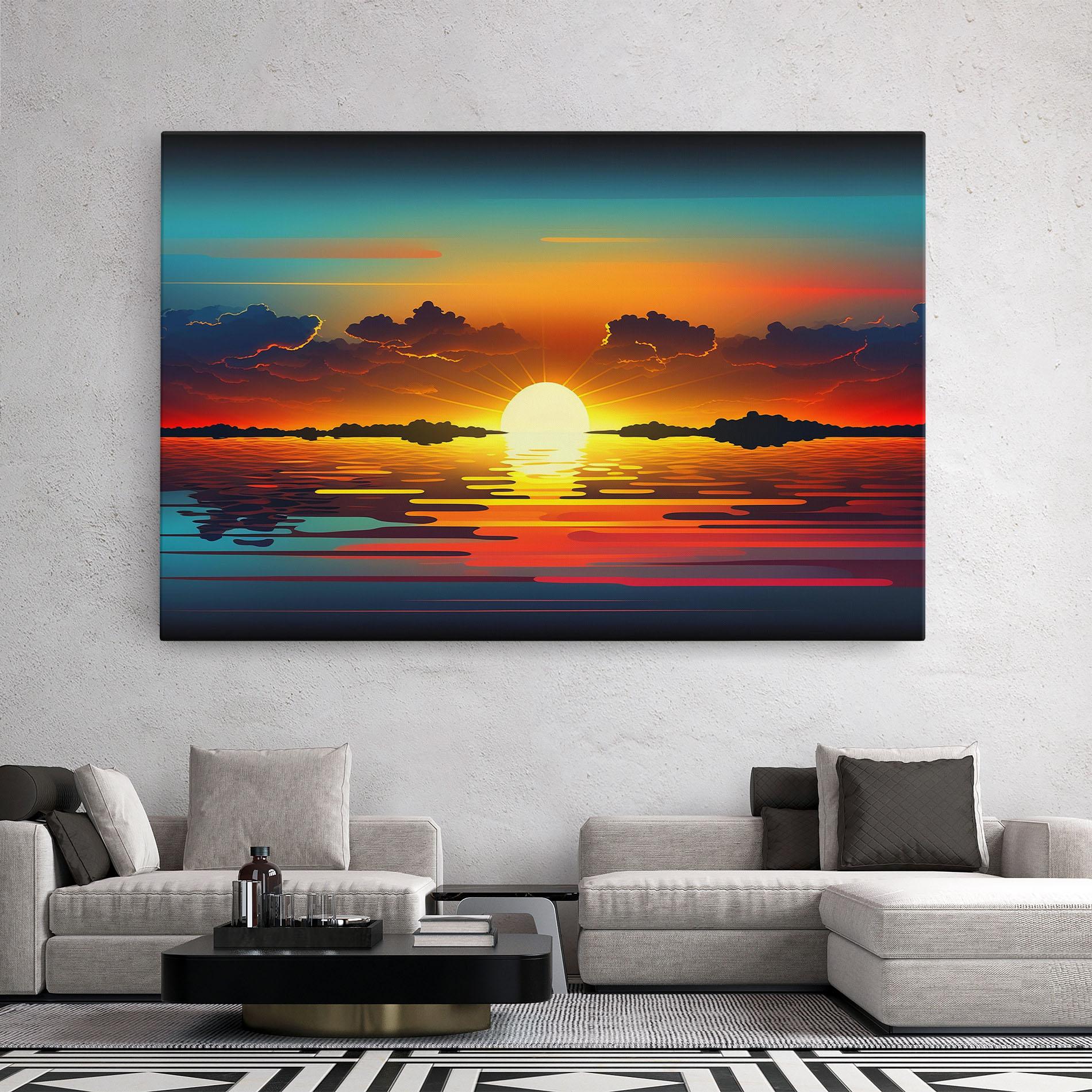 Tablou Canvas Yellow Sunset Illustration mockup 2