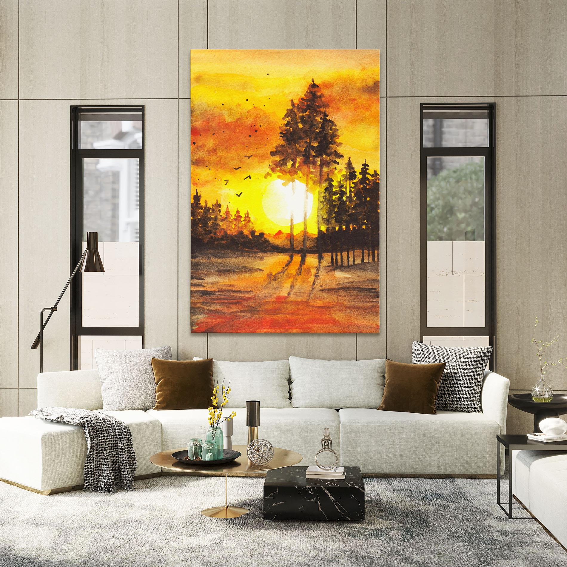 Tablou Canvas Watercolor Sunset Painting mockup 2