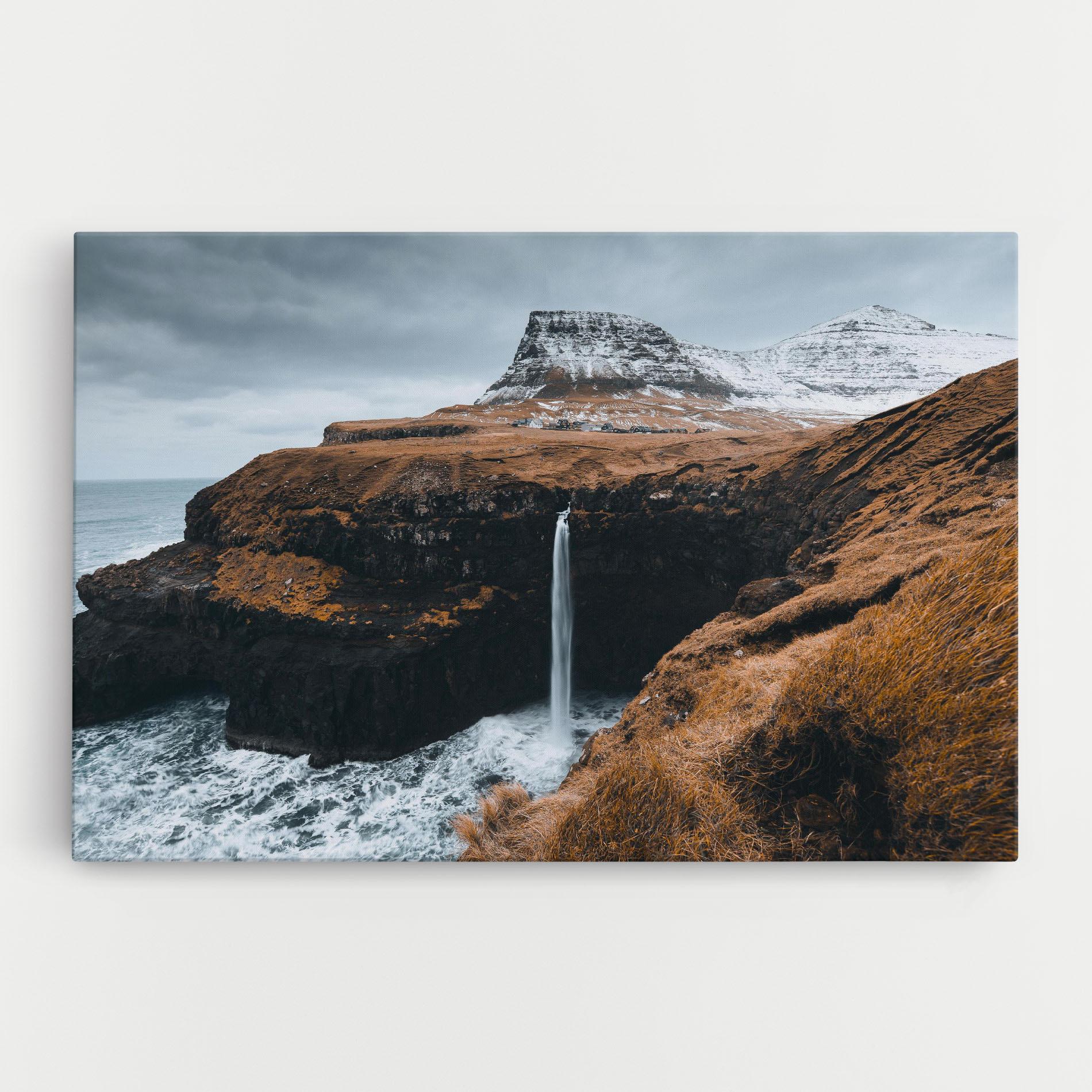 Tablou Canvas Black Houses Waterfall mockup 0