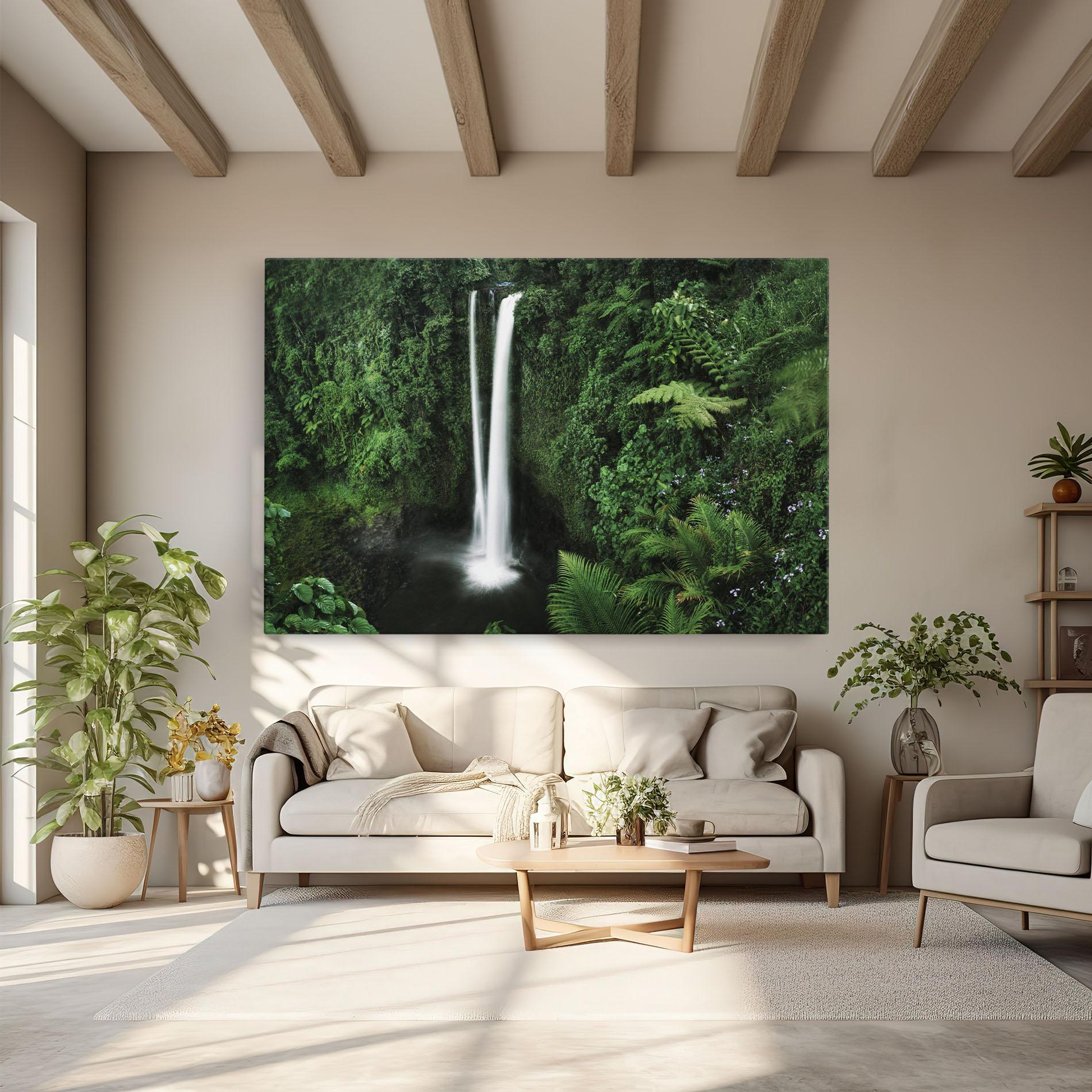 Tablou Canvas Green Nature Waterfall mockup 6