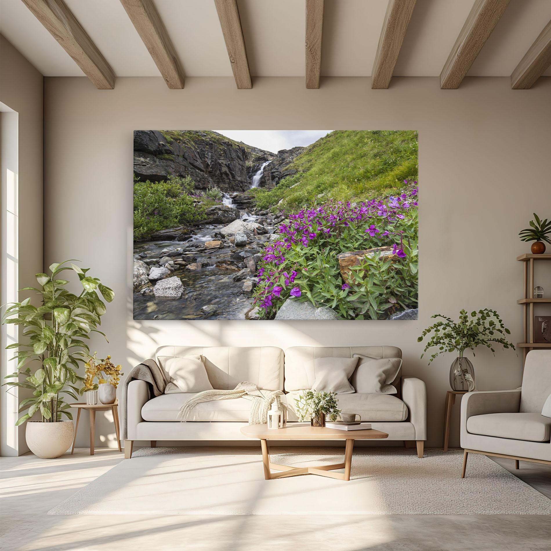 Tablou Canvas Purple Flowers Waterfall mockup 6