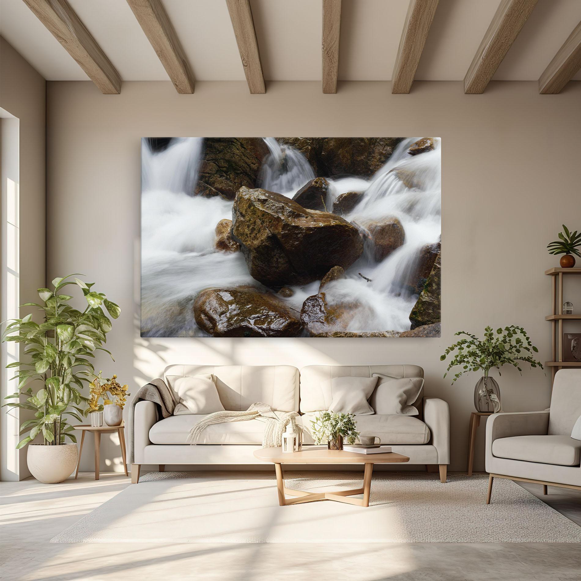 Tablou Canvas Shiny Rocks Waterfall mockup 6