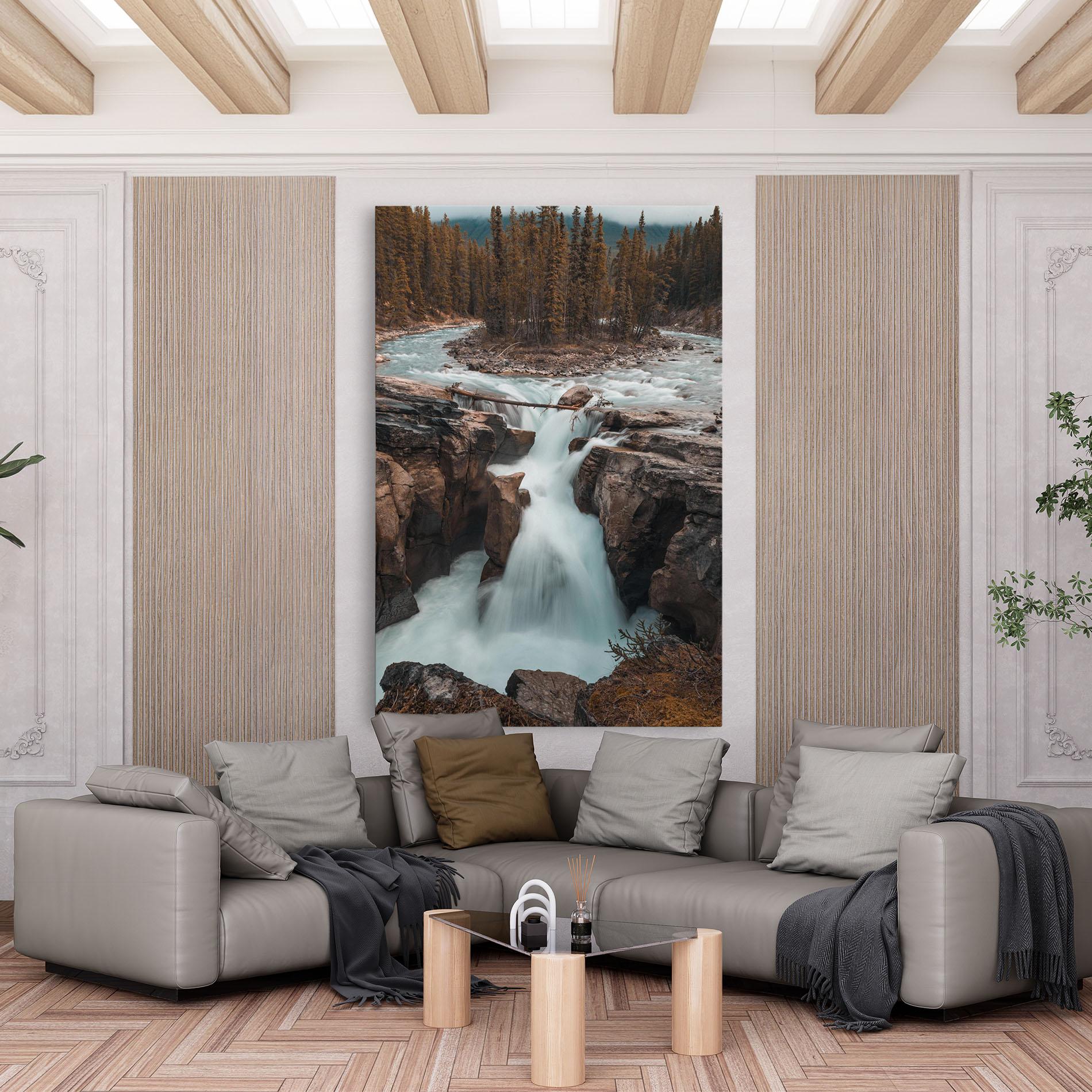 Tablou Canvas Orange Trees Waterfall mockup 6