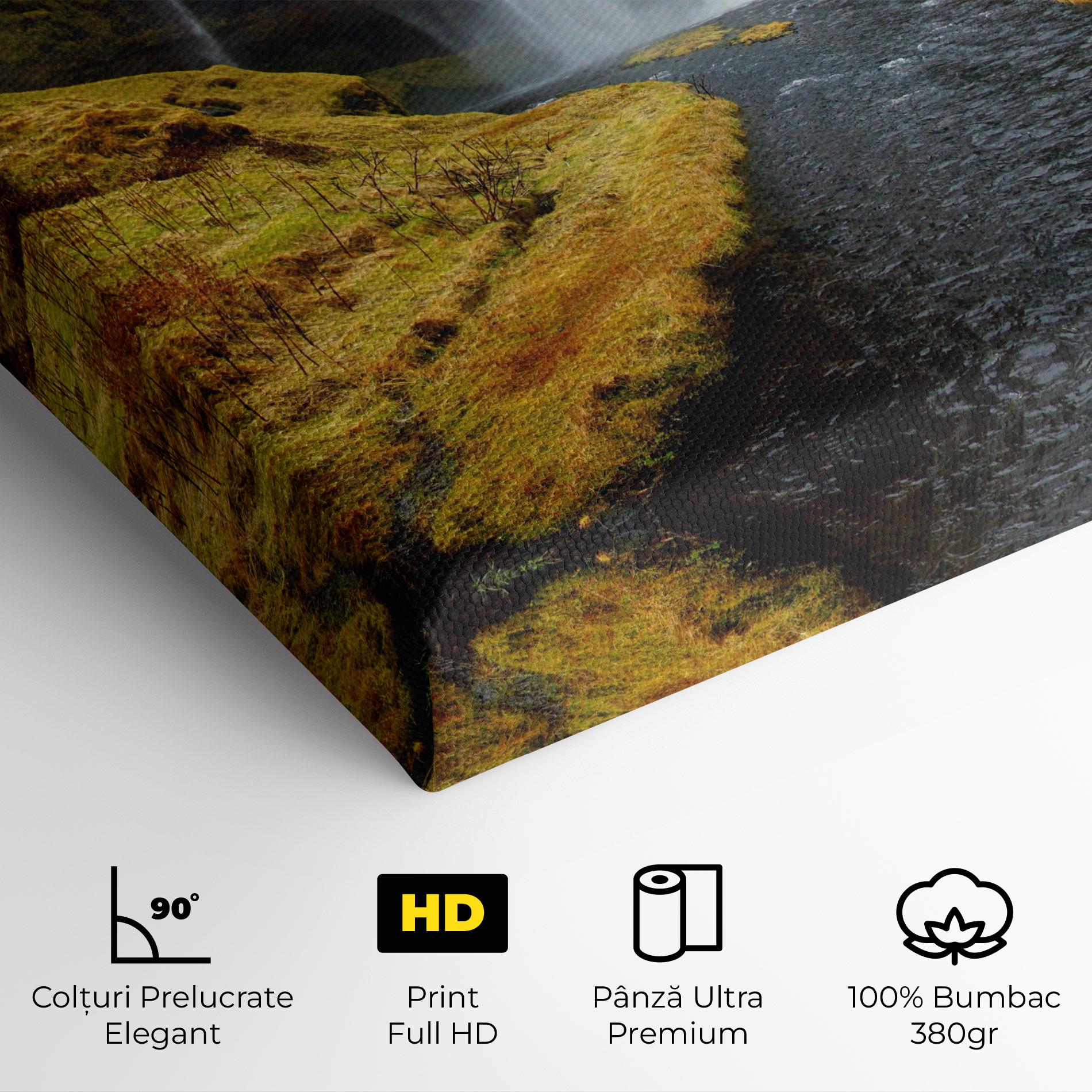 Tablou Canvas Yellow Grass Waterfall mockup 4