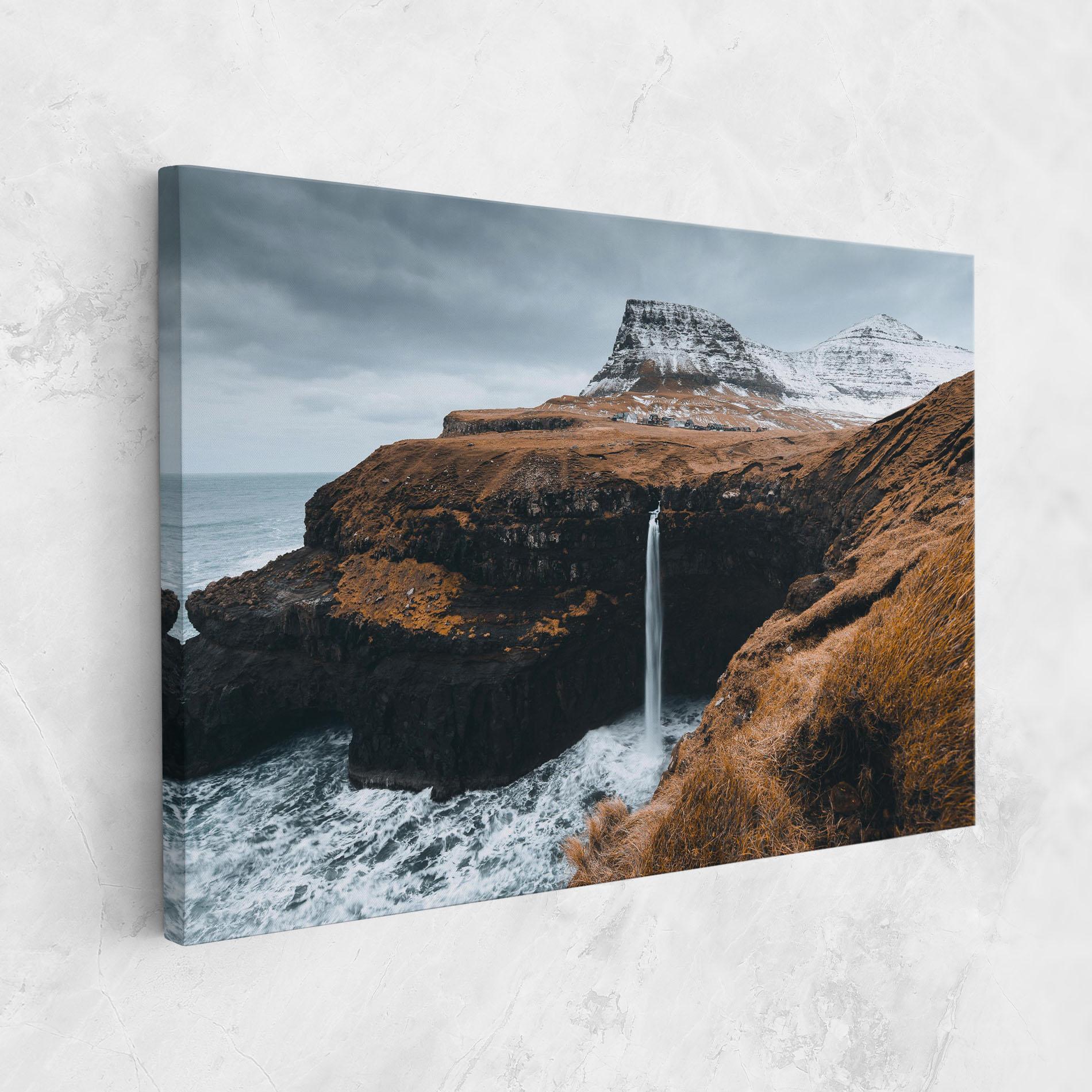 Tablou Canvas Black Houses Waterfall mockup 1