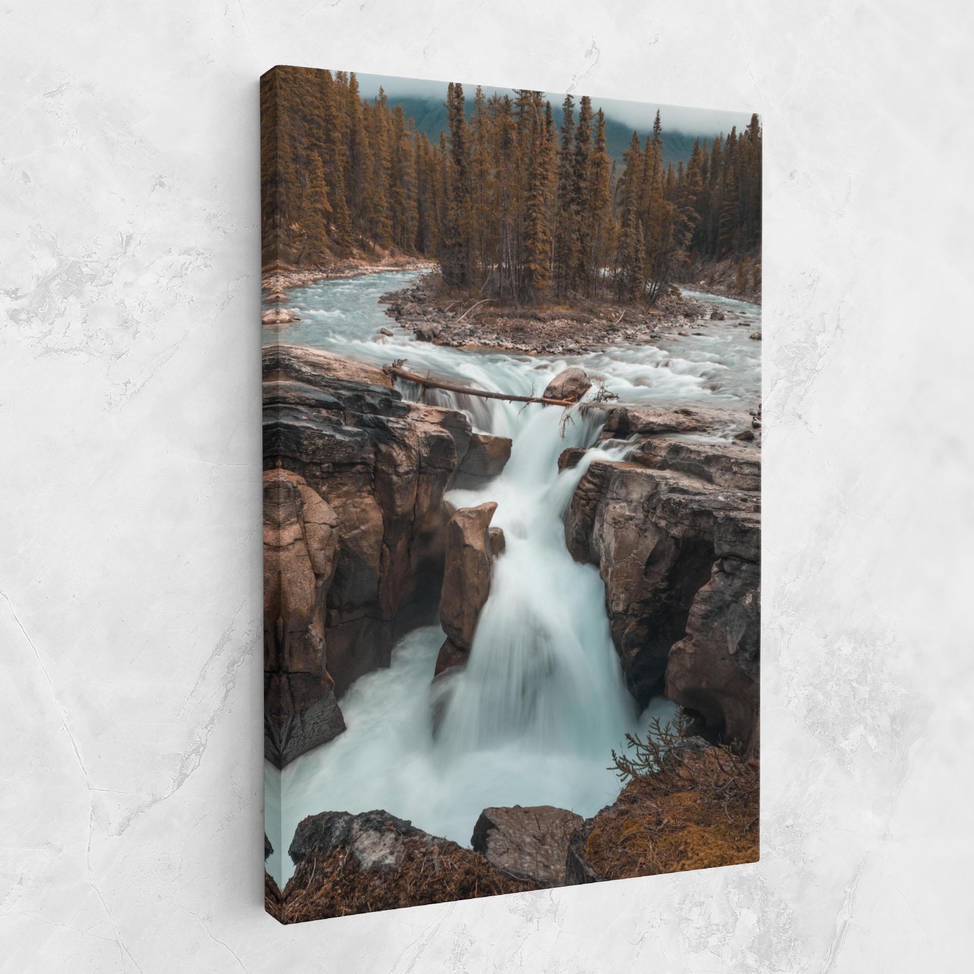 Tablou Canvas Orange Trees Waterfall mockup 1
