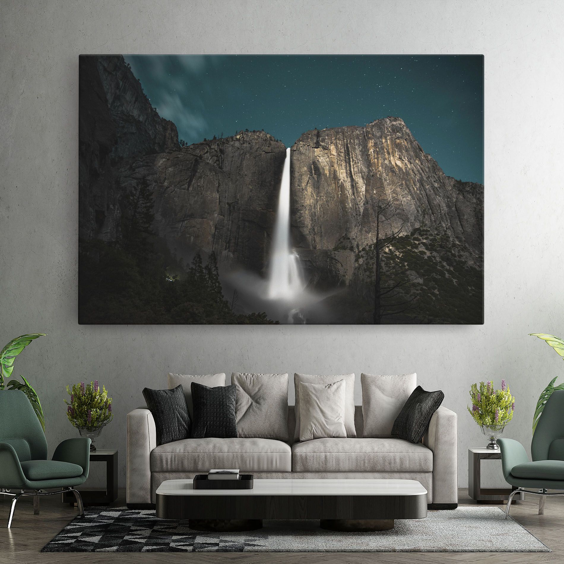 Dark Blue Sky Waterfall mockup 7