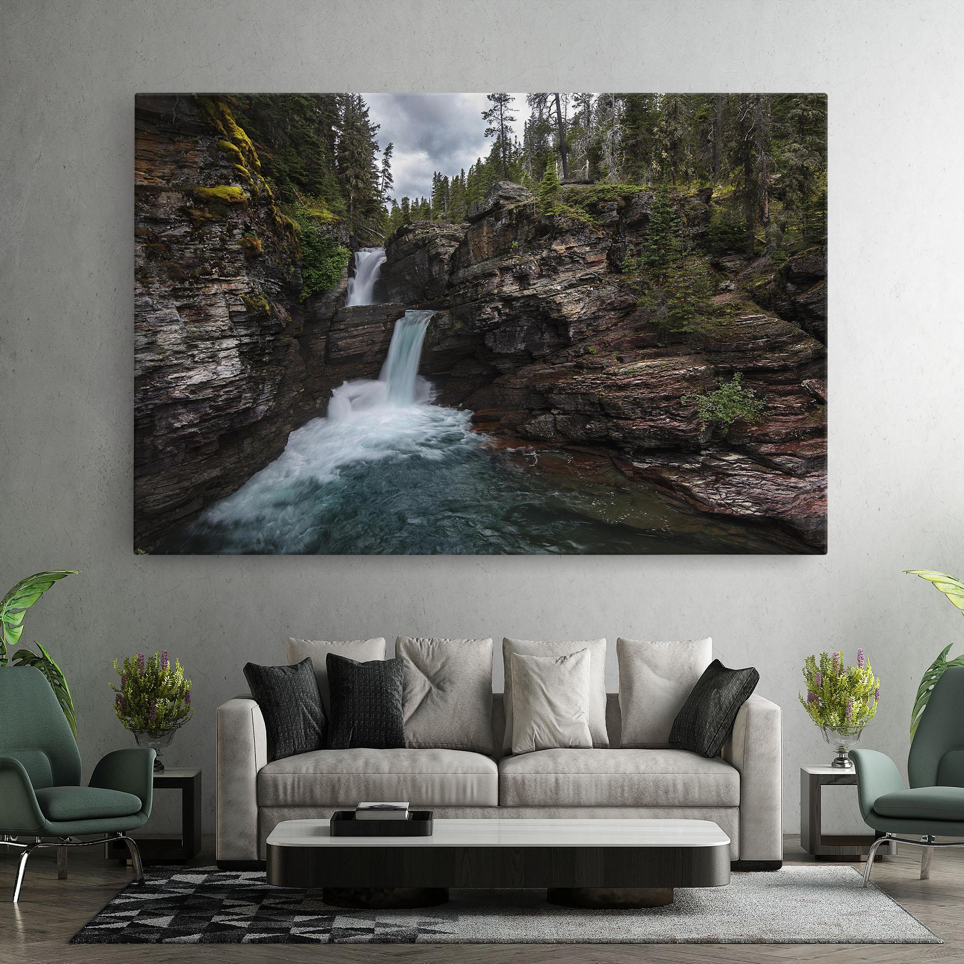 Tablou Canvas Majestic Forest Waterfall mockup 7