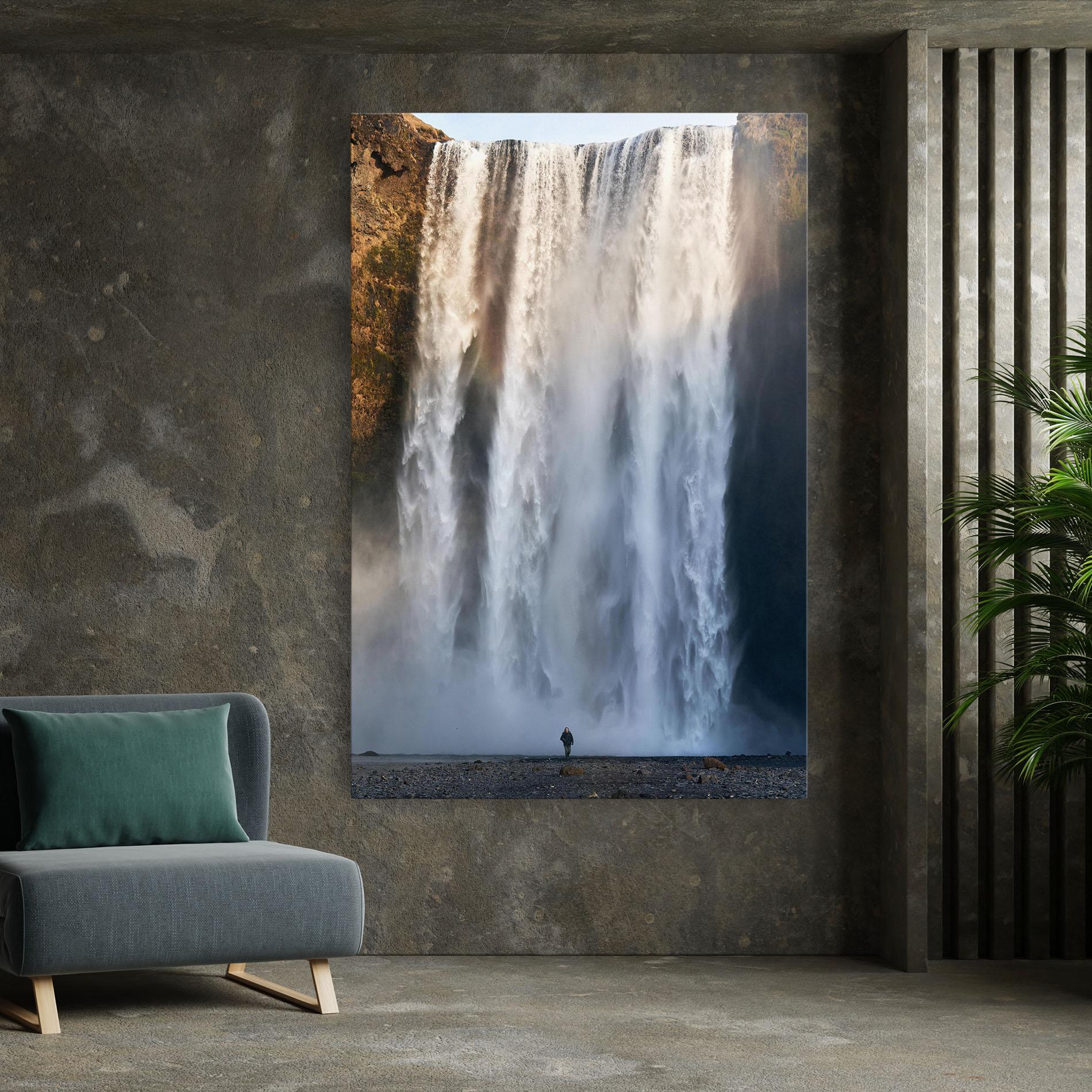 Tablou Canvas Small Man Waterfall mockup 7