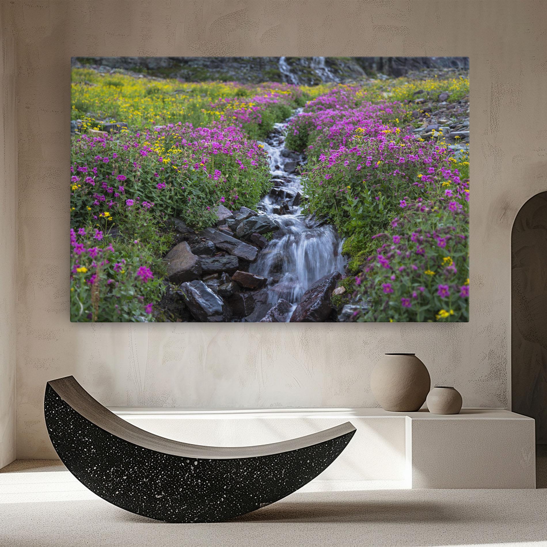 Tablou Canvas Purple Field Waterfall mockup 8