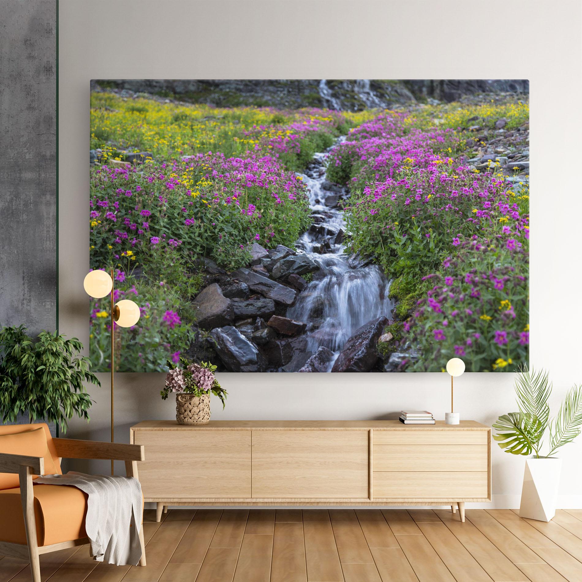Tablou Canvas Purple Field Waterfall mockup 9