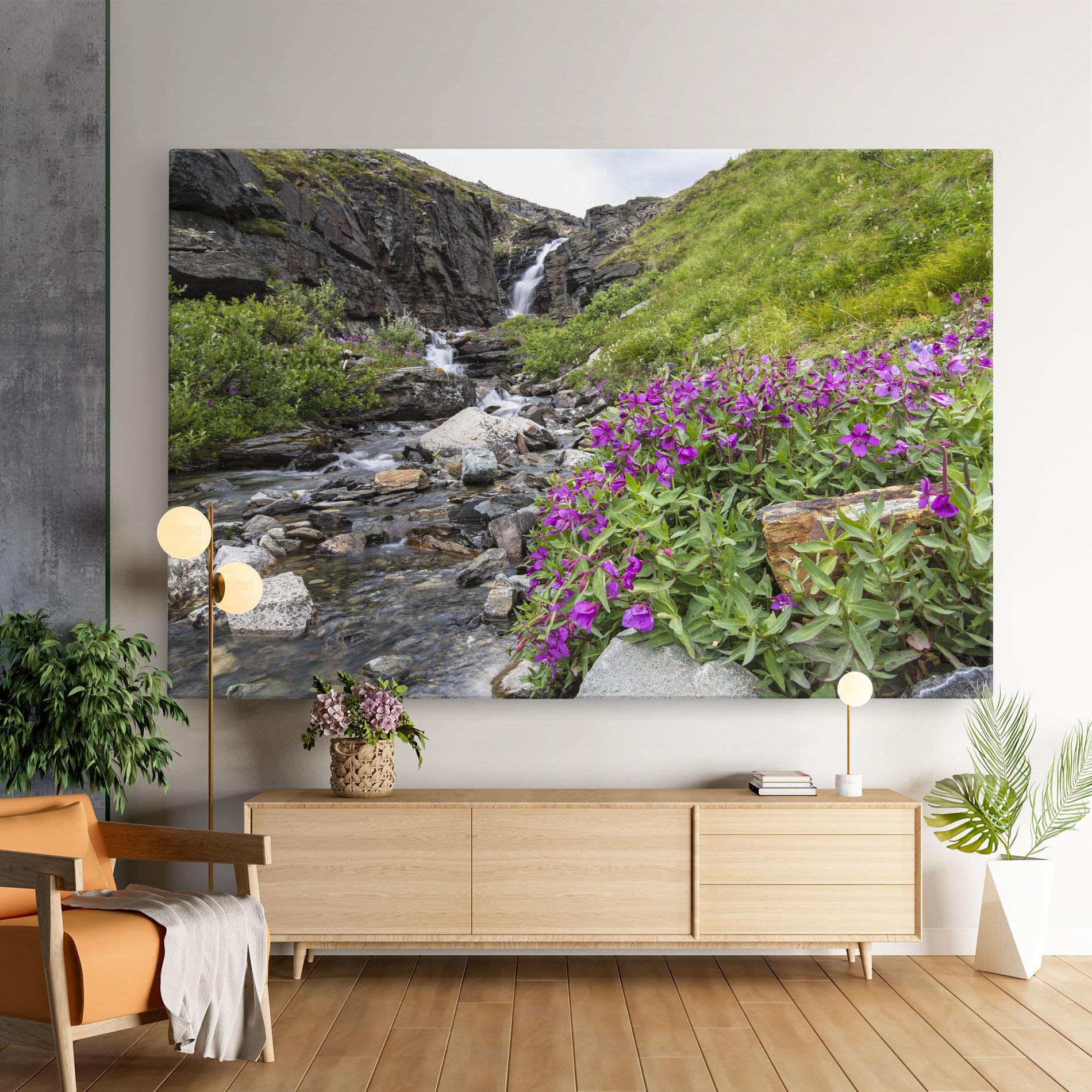 Tablou Canvas Purple Flowers Waterfall mockup 9
