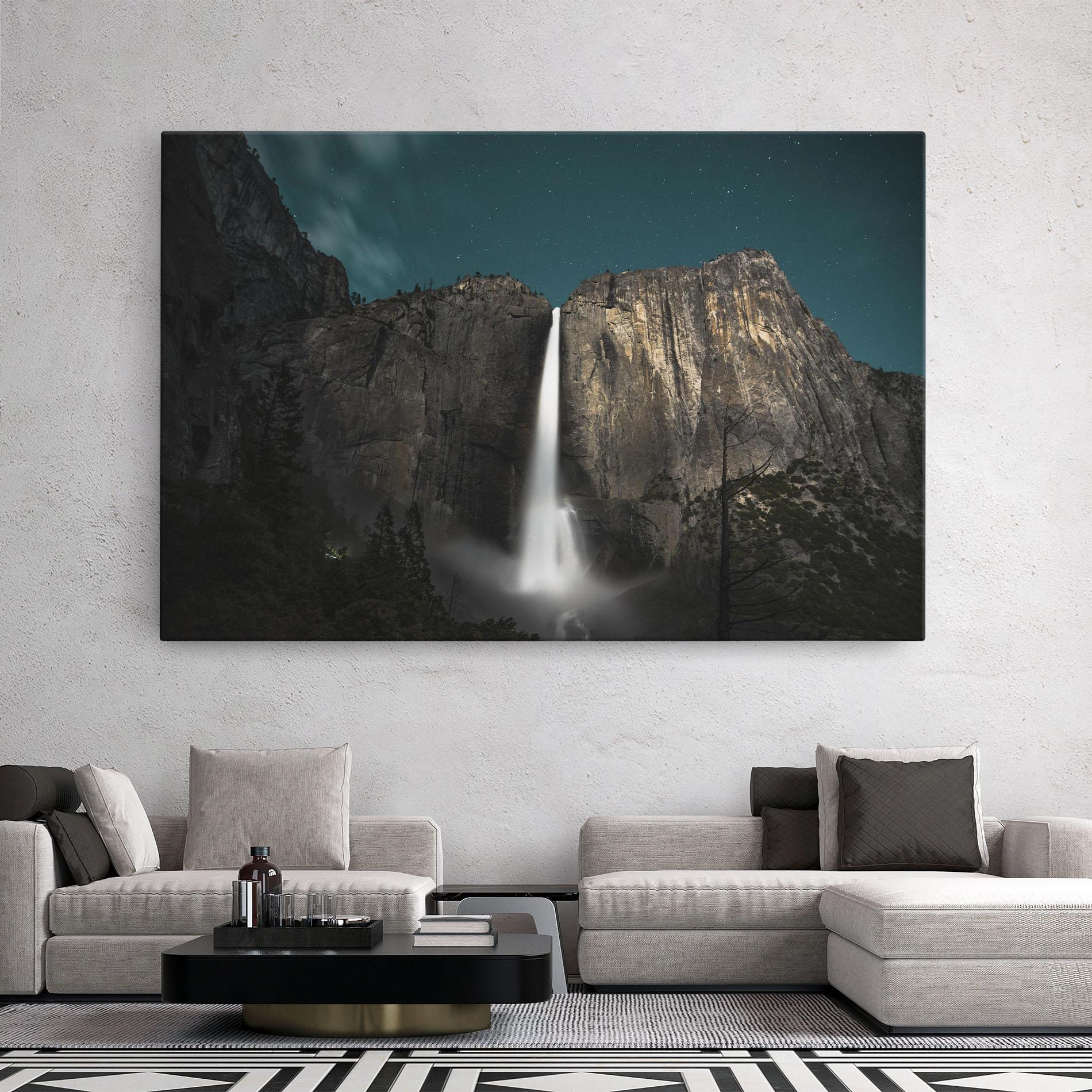 Tablou Canvas Dark Blue Sky Waterfall mockup 2