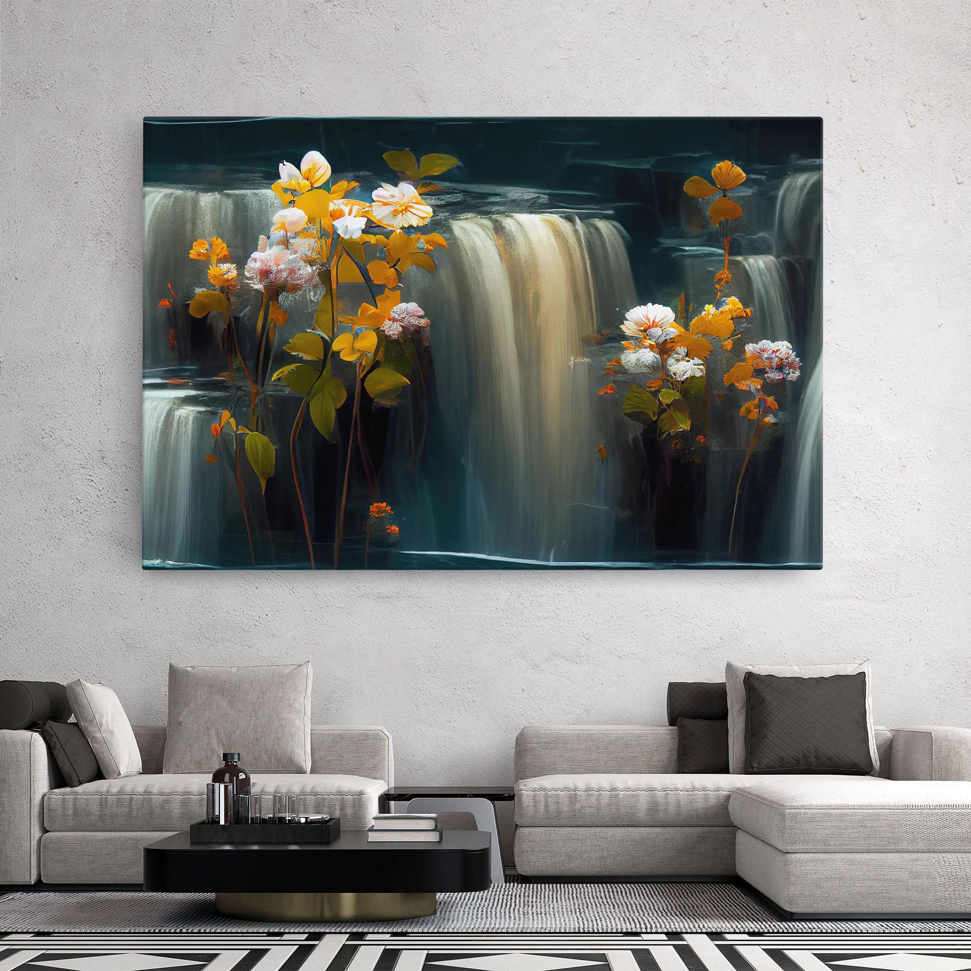 Tablou Canvas Flowers Waterfall mockup 2