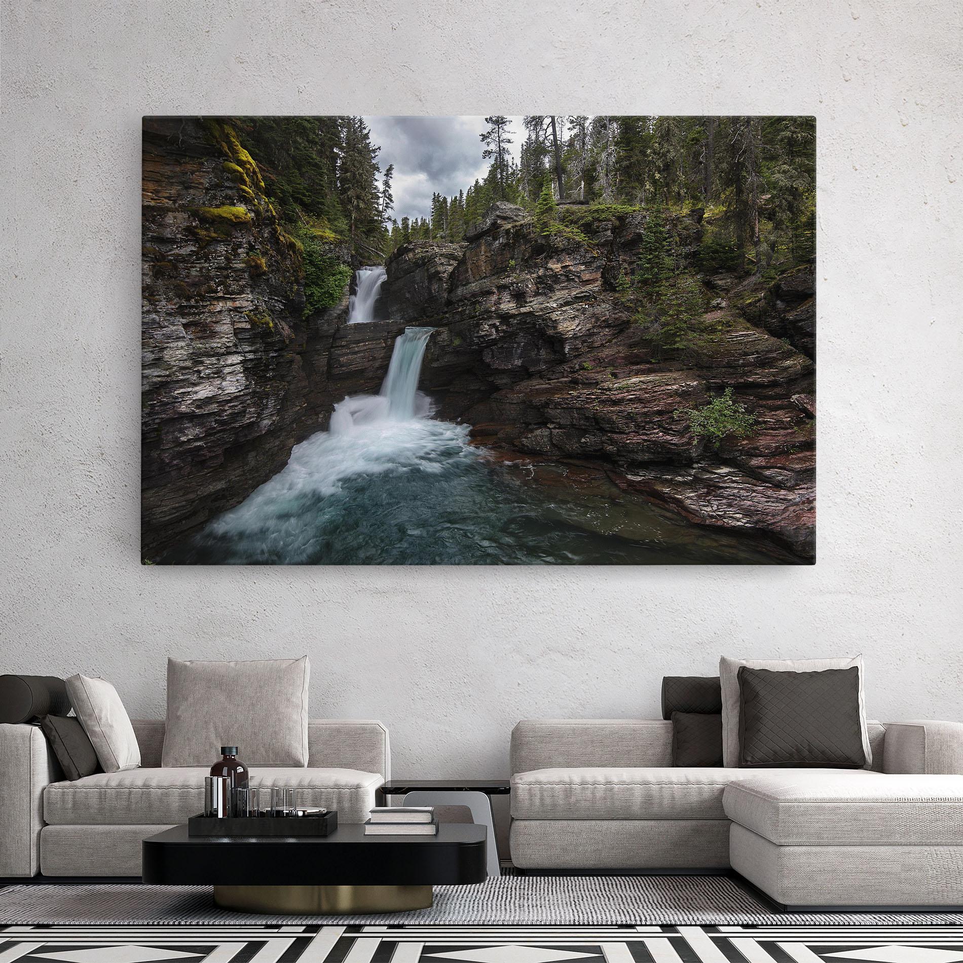 Tablou Canvas Majestic Forest Waterfall mockup 2