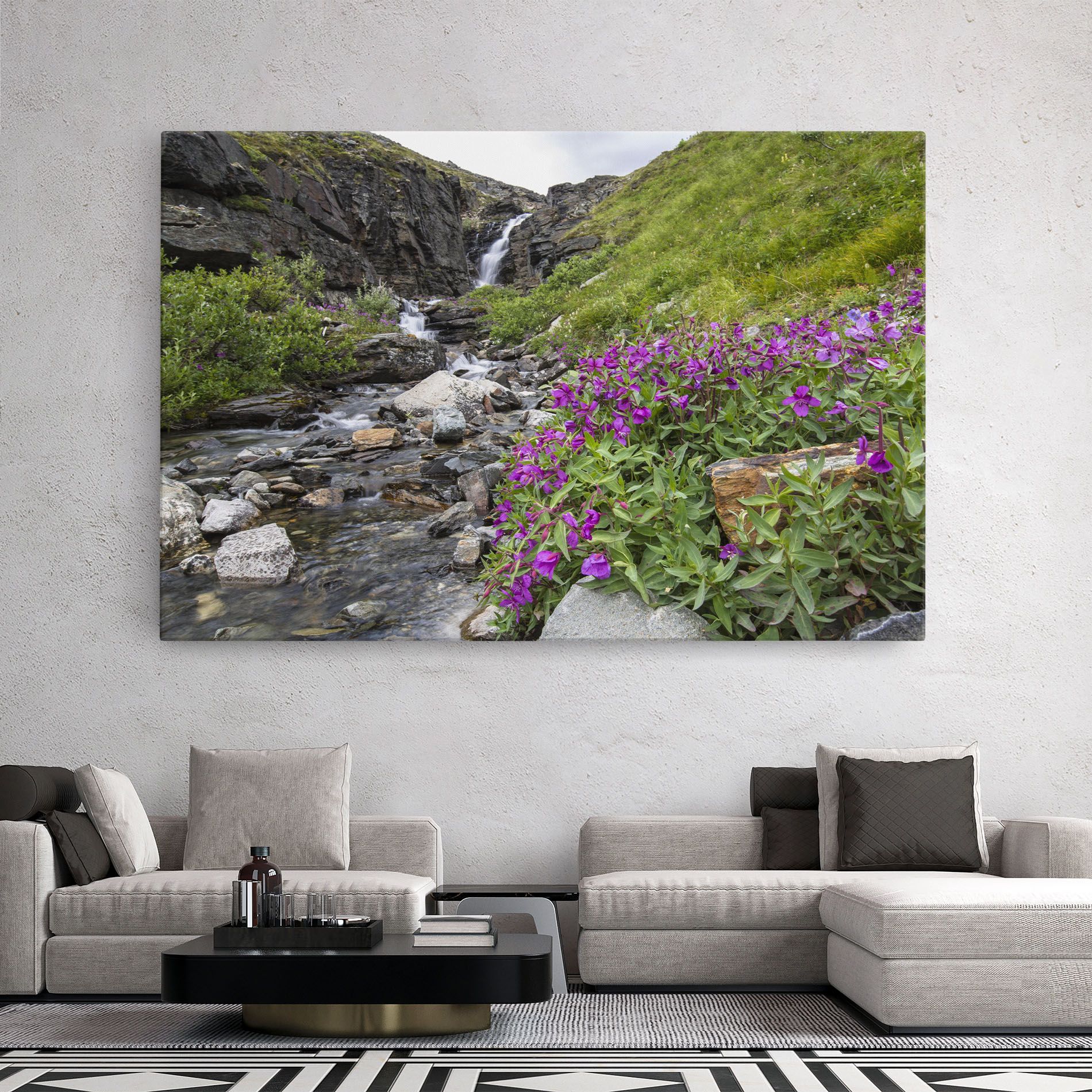 Purple Flowers Waterfall mockup 2