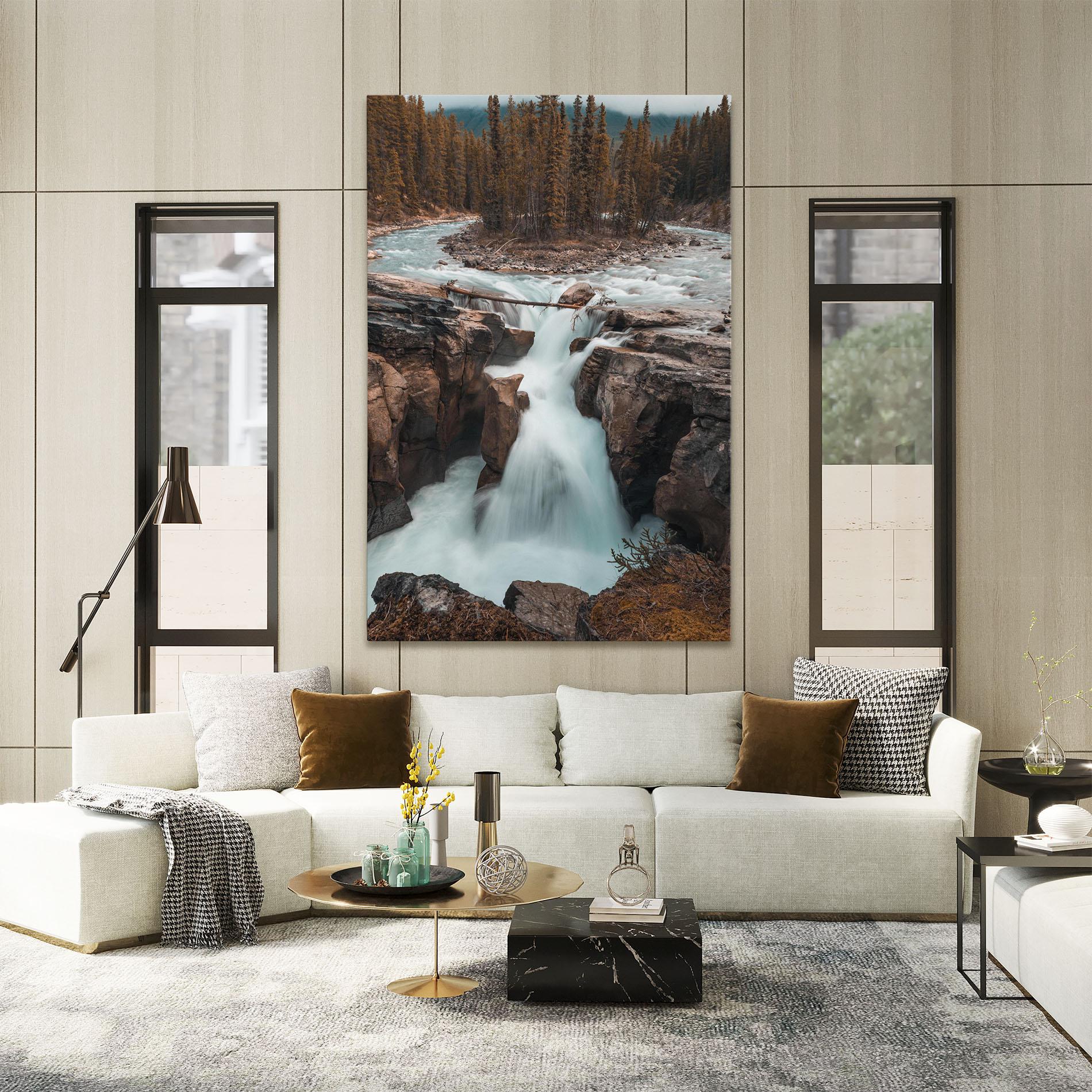 Tablou Canvas Orange Trees Waterfall mockup 2