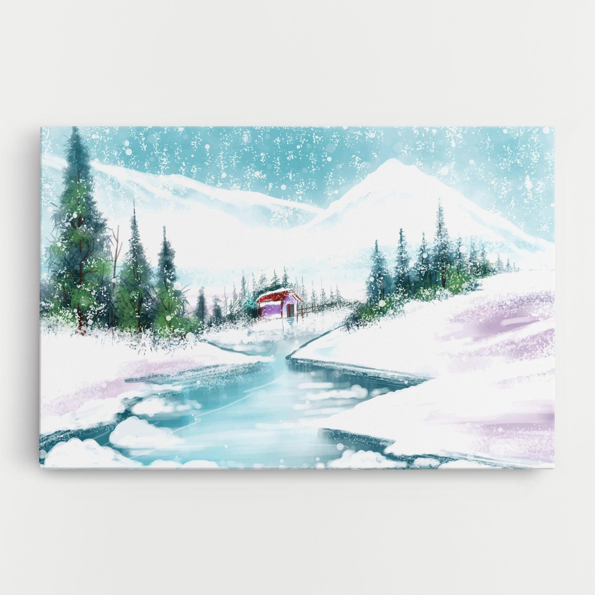Tablou Canvas Purple House Winter mockup 0
