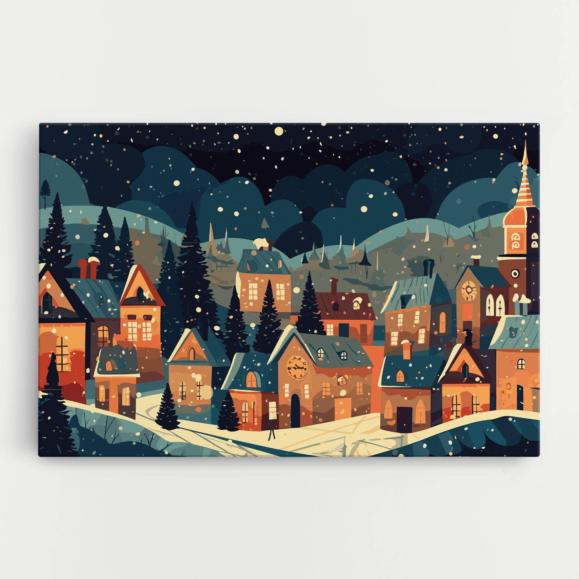 Tablou Canvas Winter View Houses mockup 0