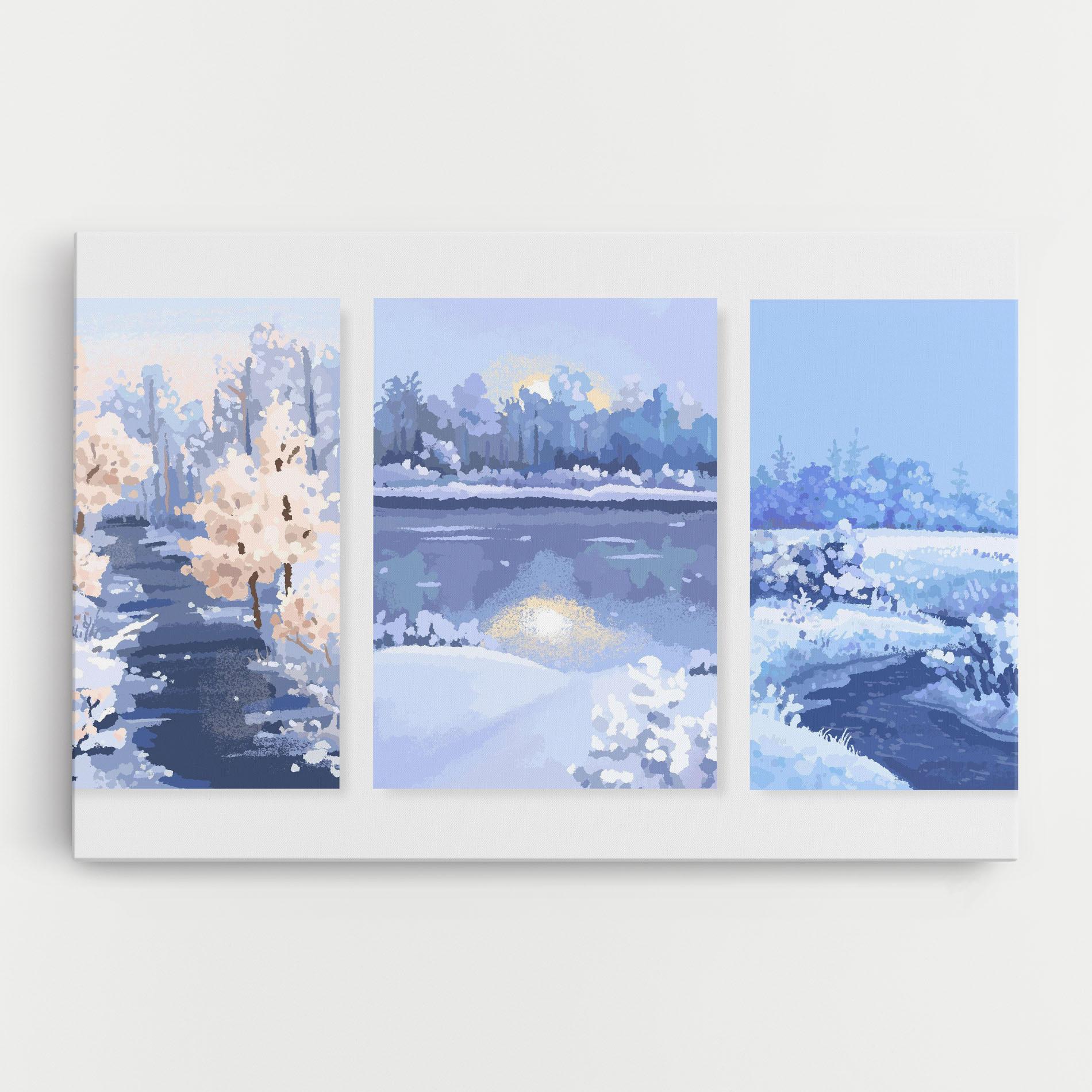 Tablou Canvas Winter_landscape_with_forest_and_field_vector_illustration14 mockup 0