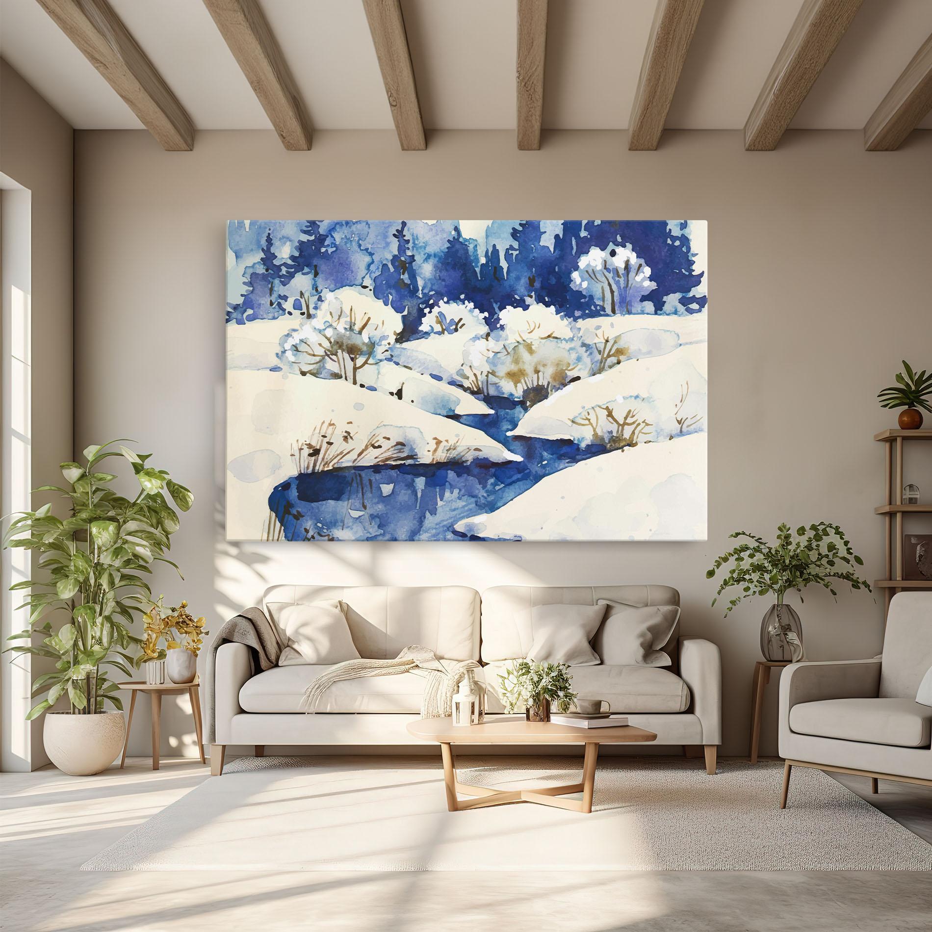 Tablou Canvas Blue Trees Winter mockup 6