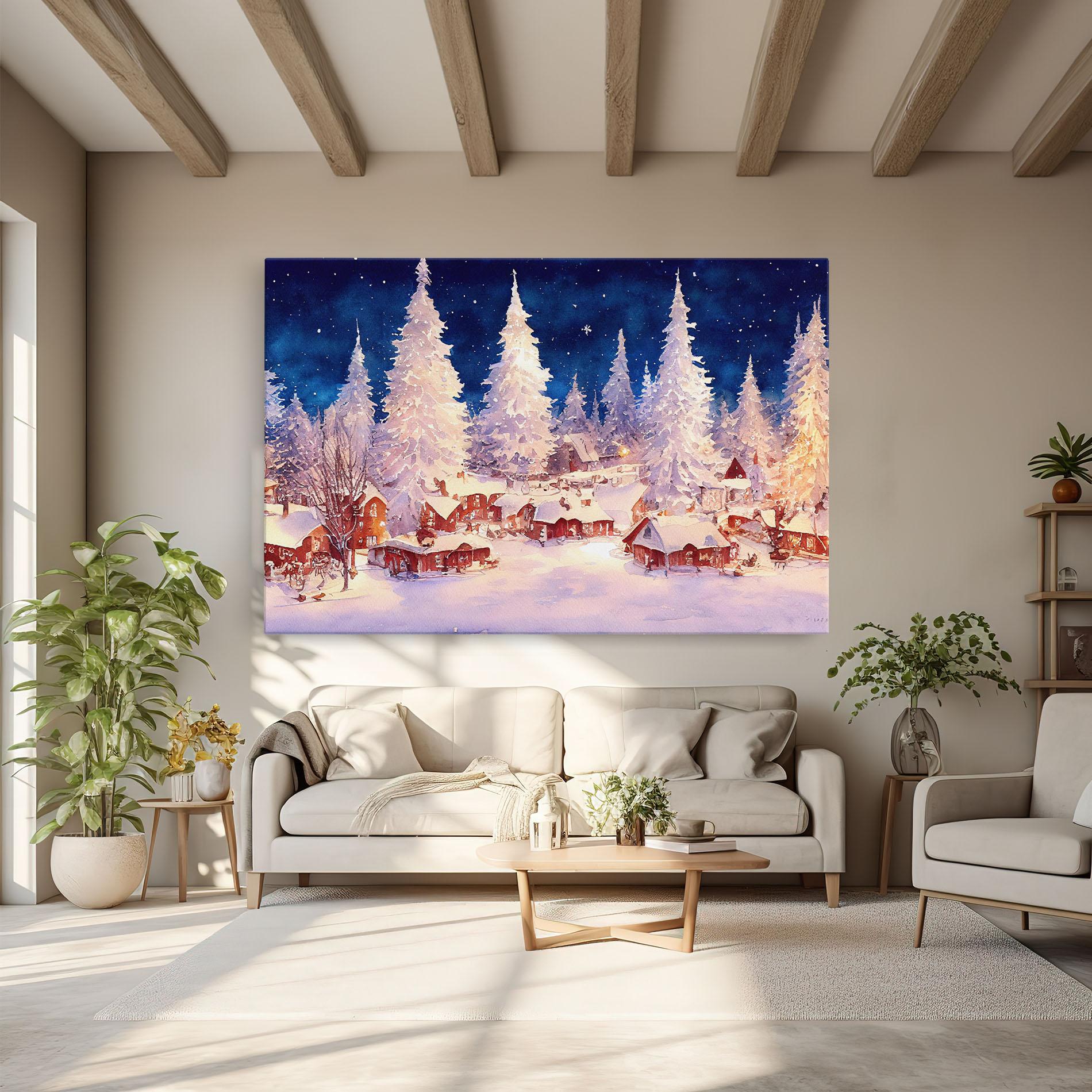 Tablou Canvas Snow Falling Painting mockup 6