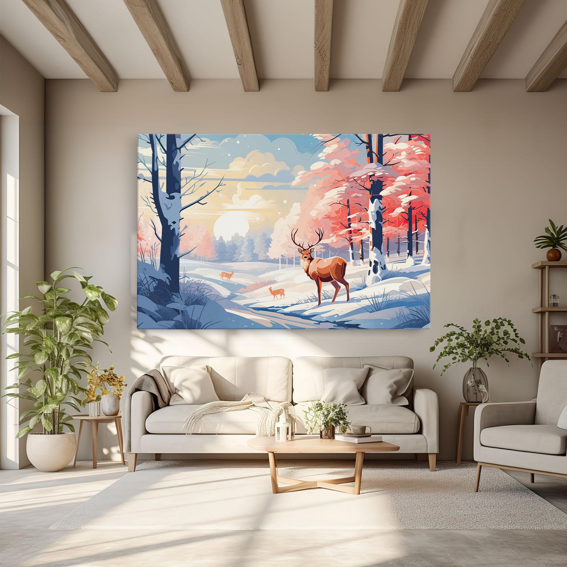 Tablou Canvas Winter Deer Art mockup 6