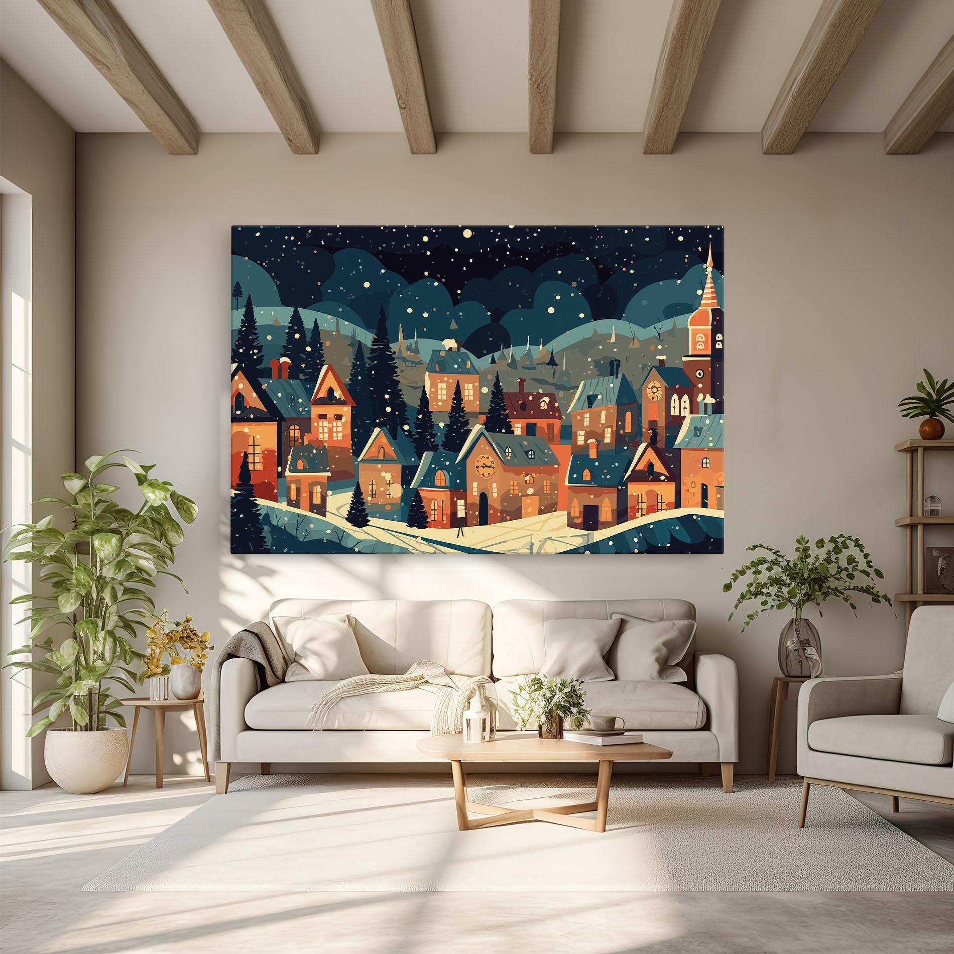 Tablou Canvas Winter View Houses mockup 6