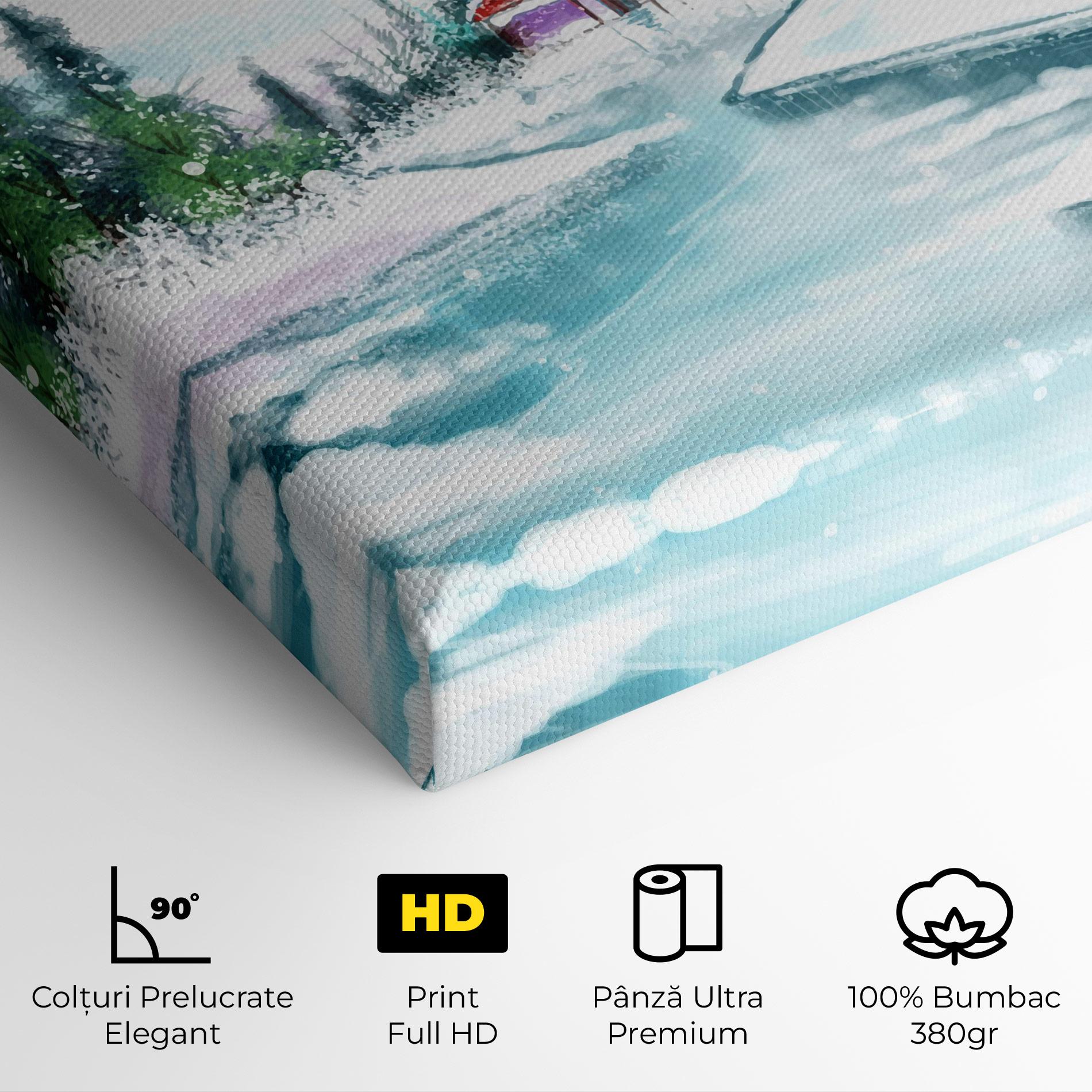 Tablou Canvas Purple House Winter mockup 4