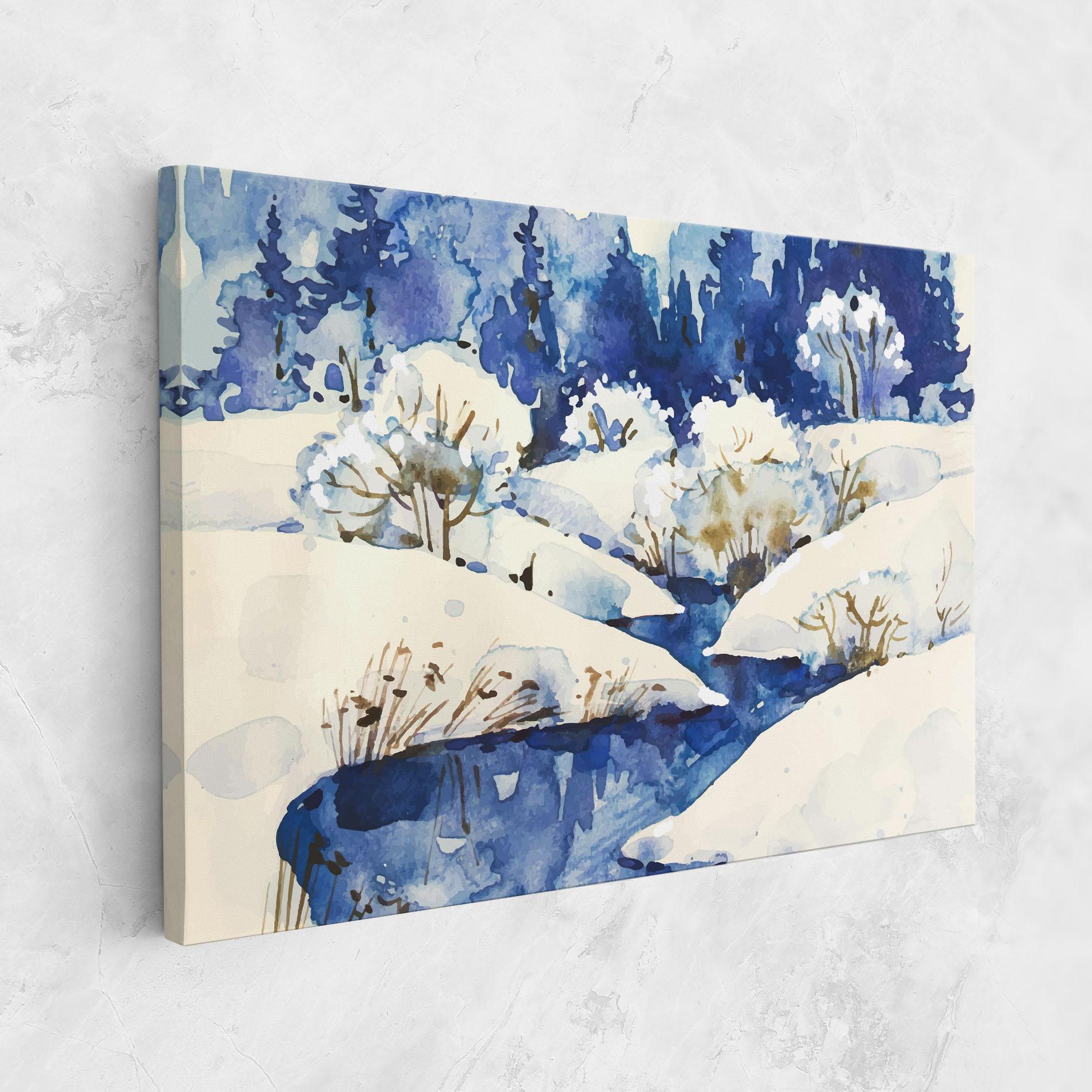 Tablou Canvas Blue Trees Winter mockup 1