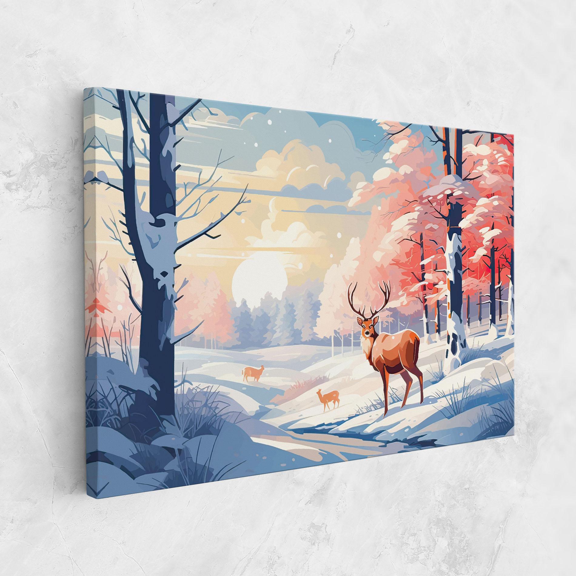 Tablou Canvas Winter Deer Art mockup 1