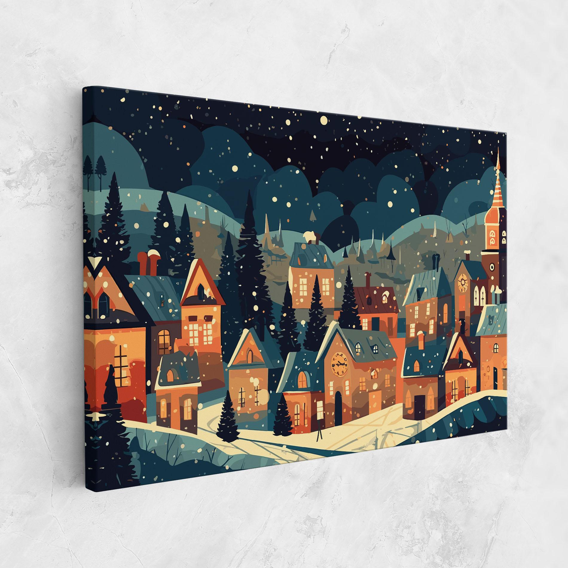 Tablou Canvas Winter View Houses mockup 1