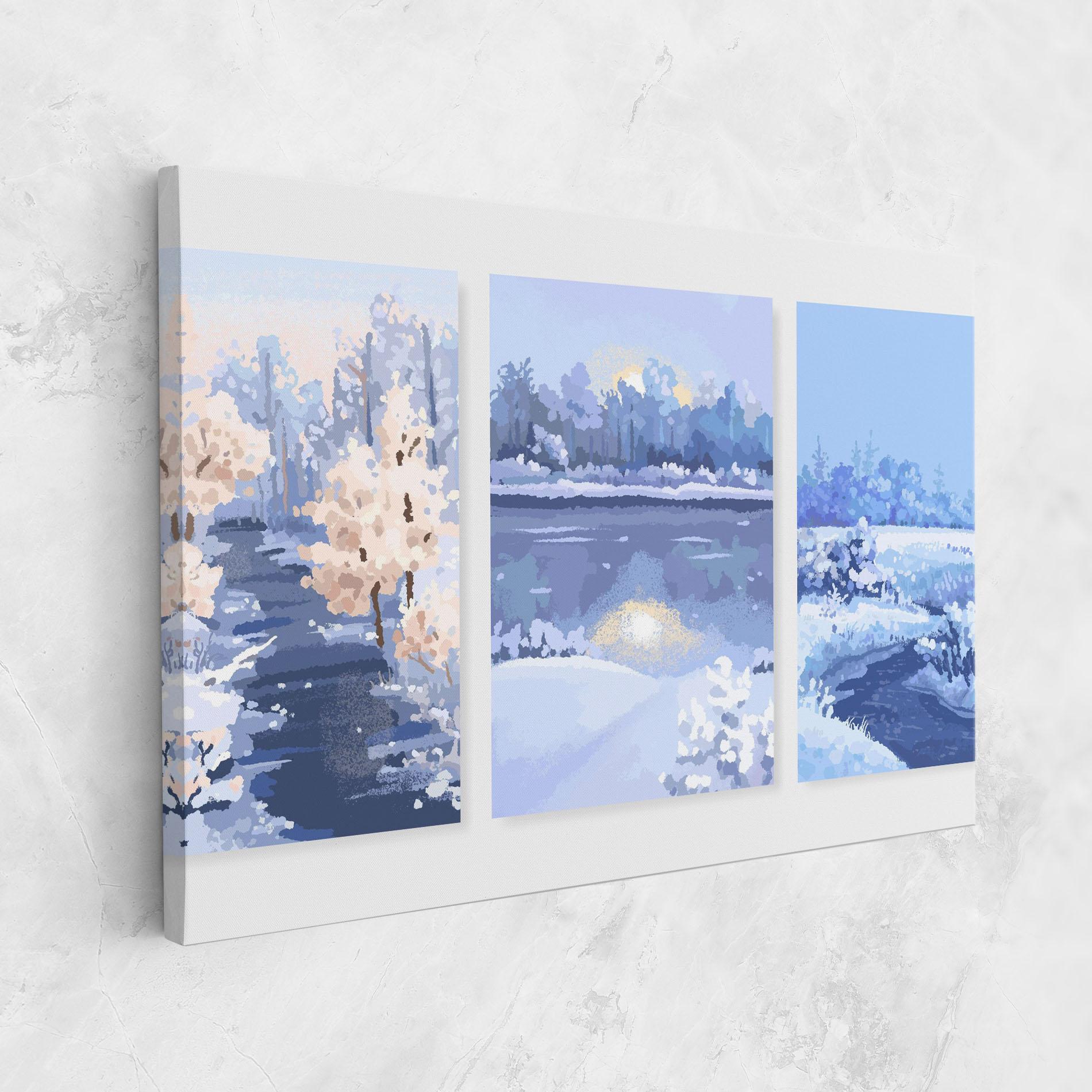 Tablou Canvas Winter_landscape_with_forest_and_field_vector_illustration14 mockup 1