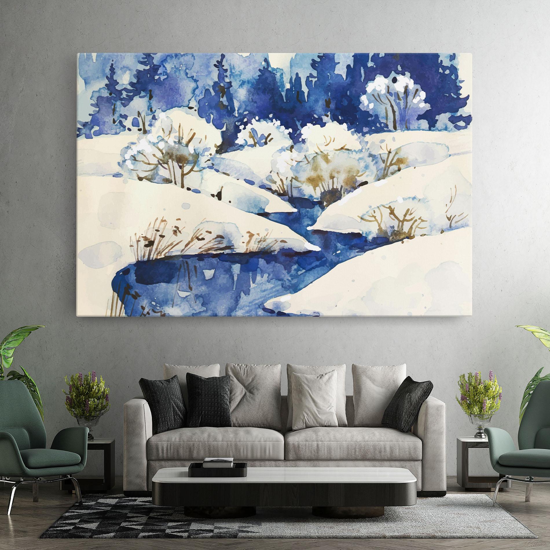 Tablou Canvas Blue Trees Winter mockup 7