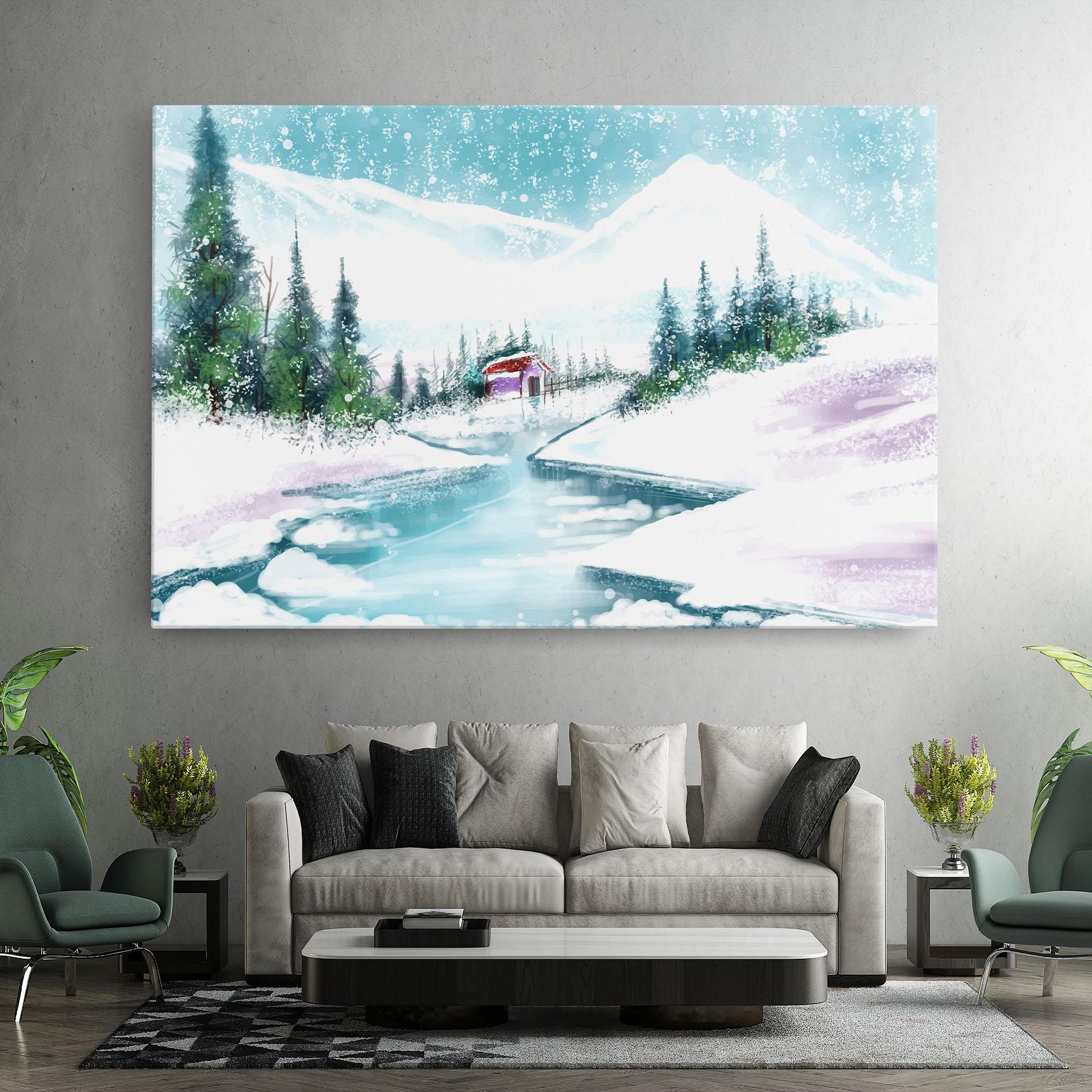 Tablou Canvas Purple House Winter mockup 7