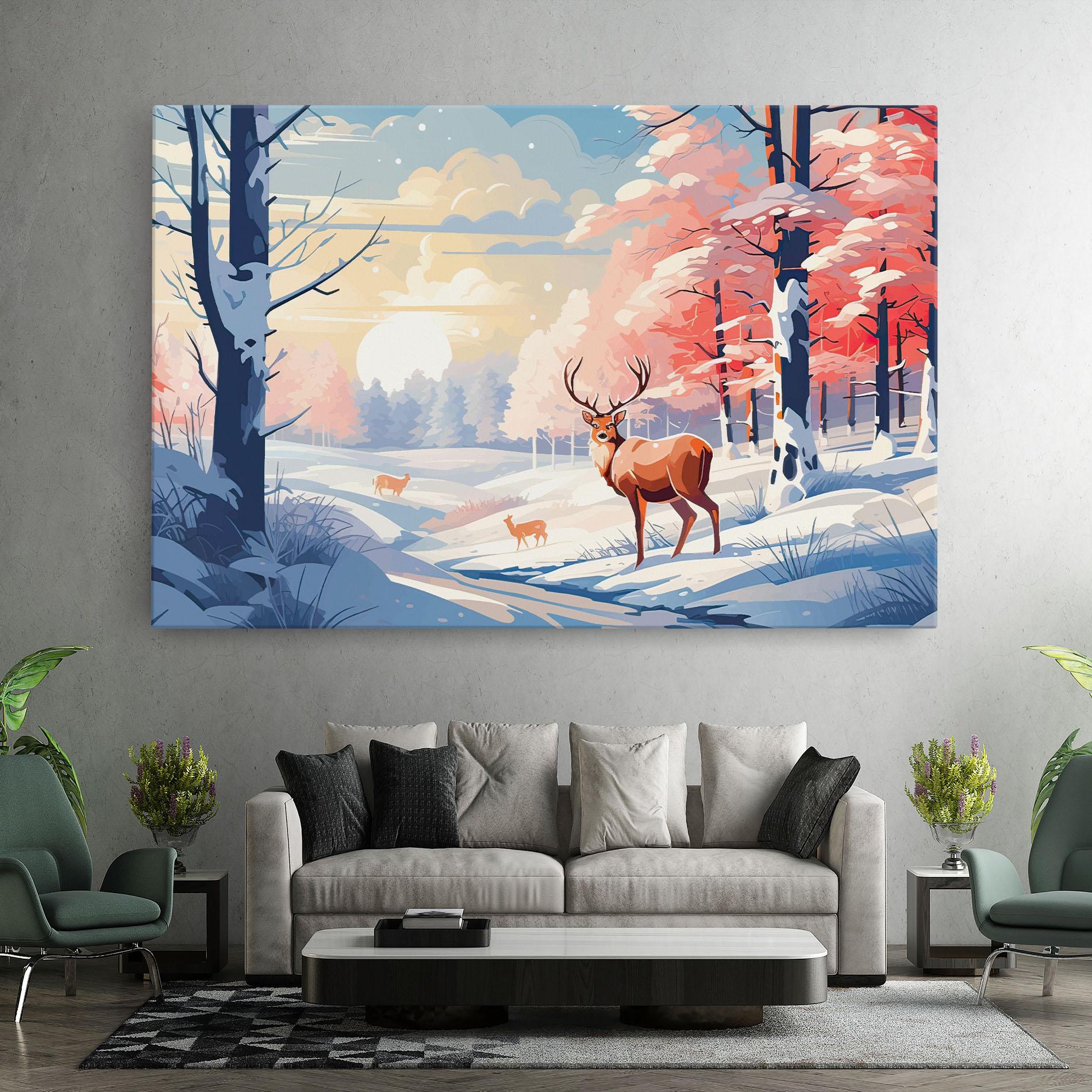 Tablou Canvas Winter Deer Art mockup 7