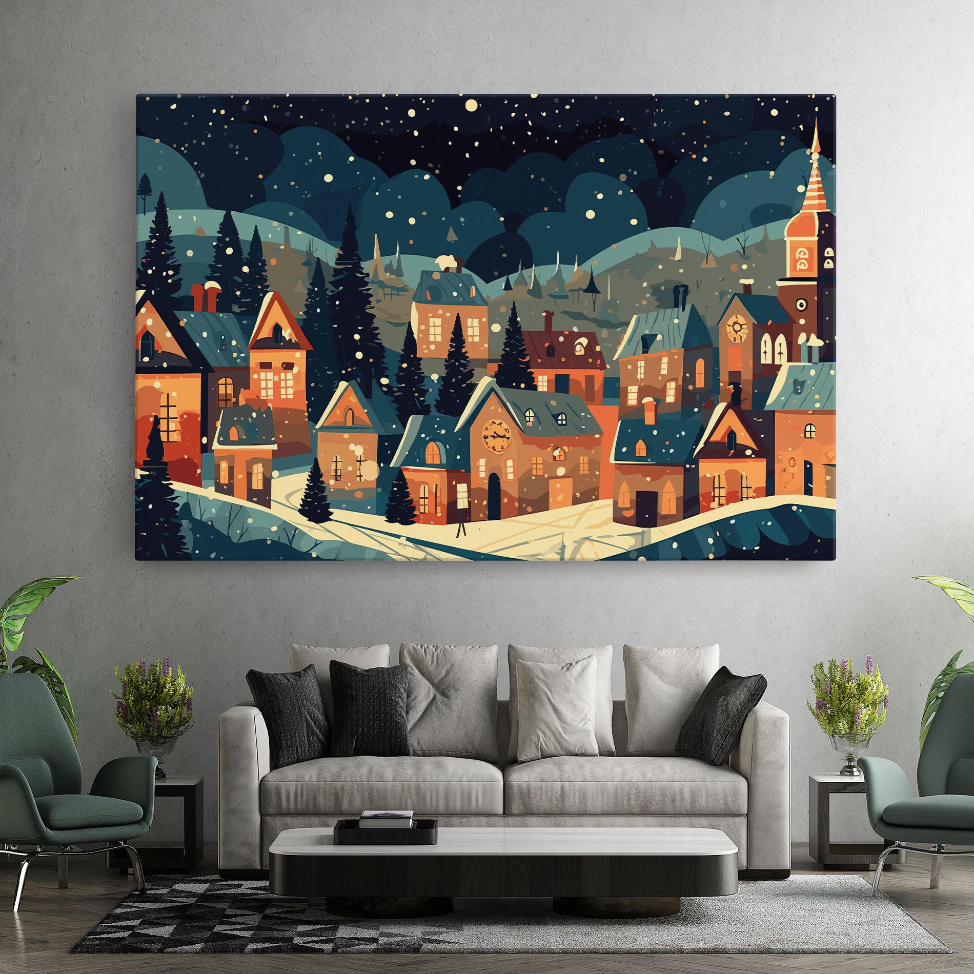 Tablou Canvas Winter View Houses mockup 7