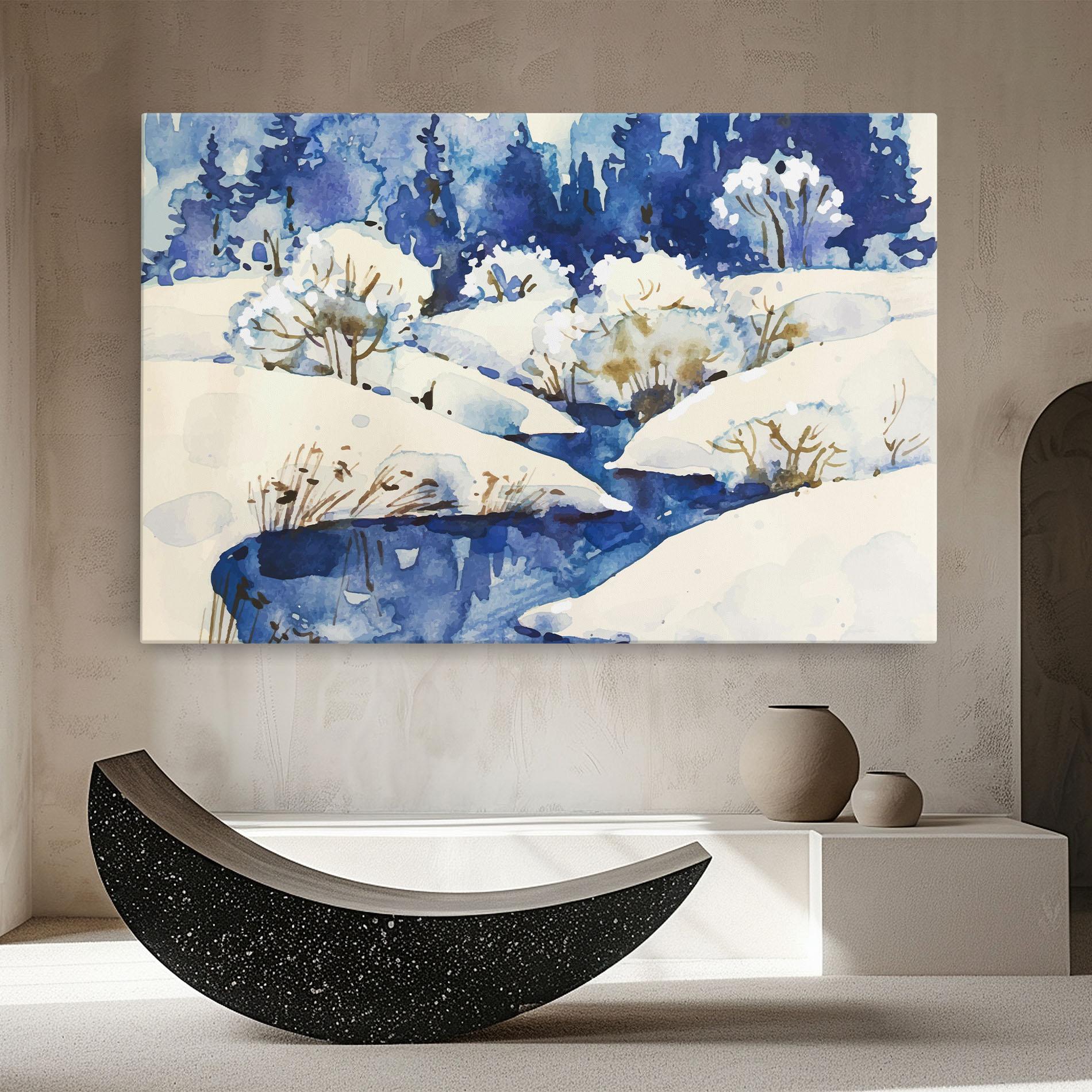 Tablou Canvas Blue Trees Winter mockup 8