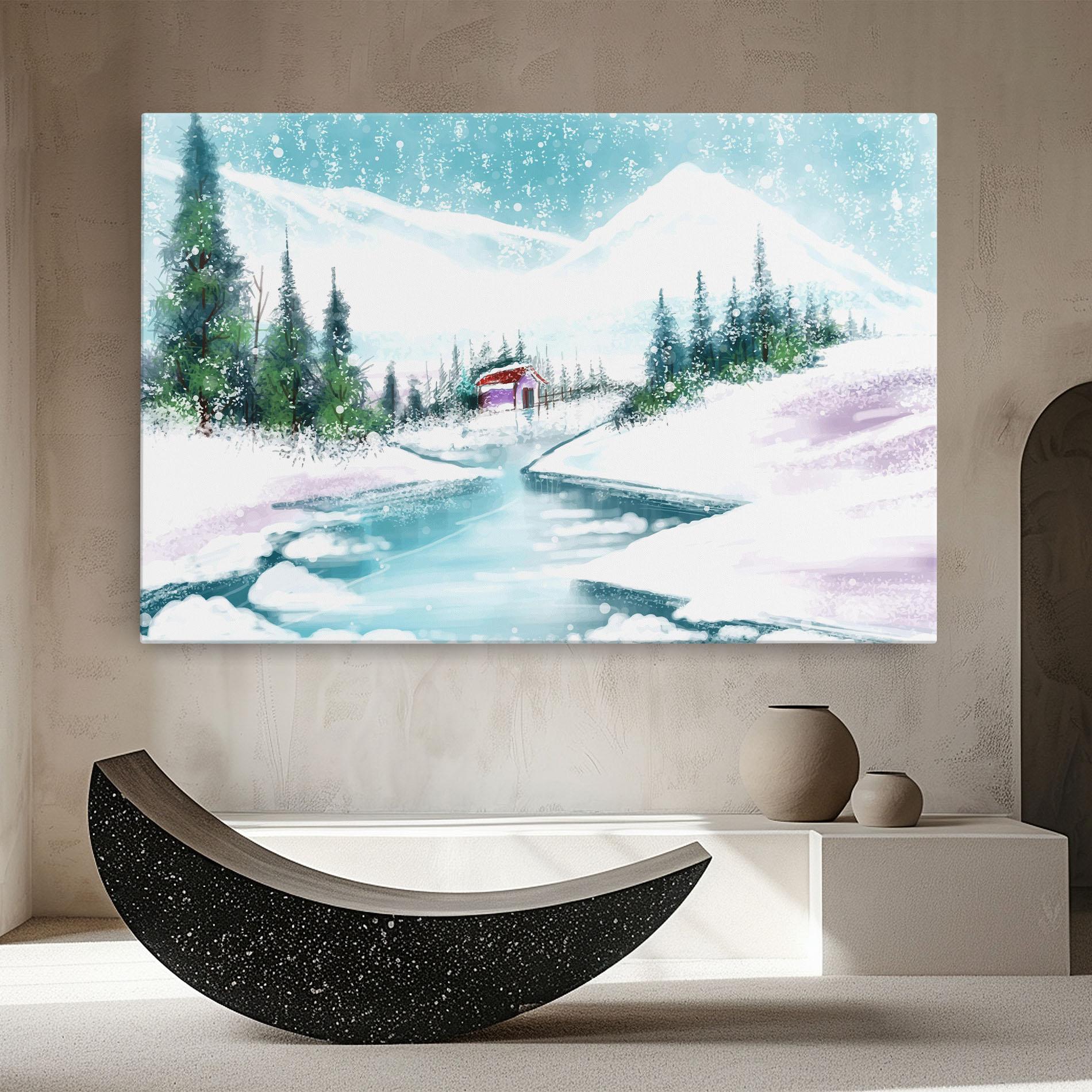 Tablou Canvas Purple House Winter mockup 8