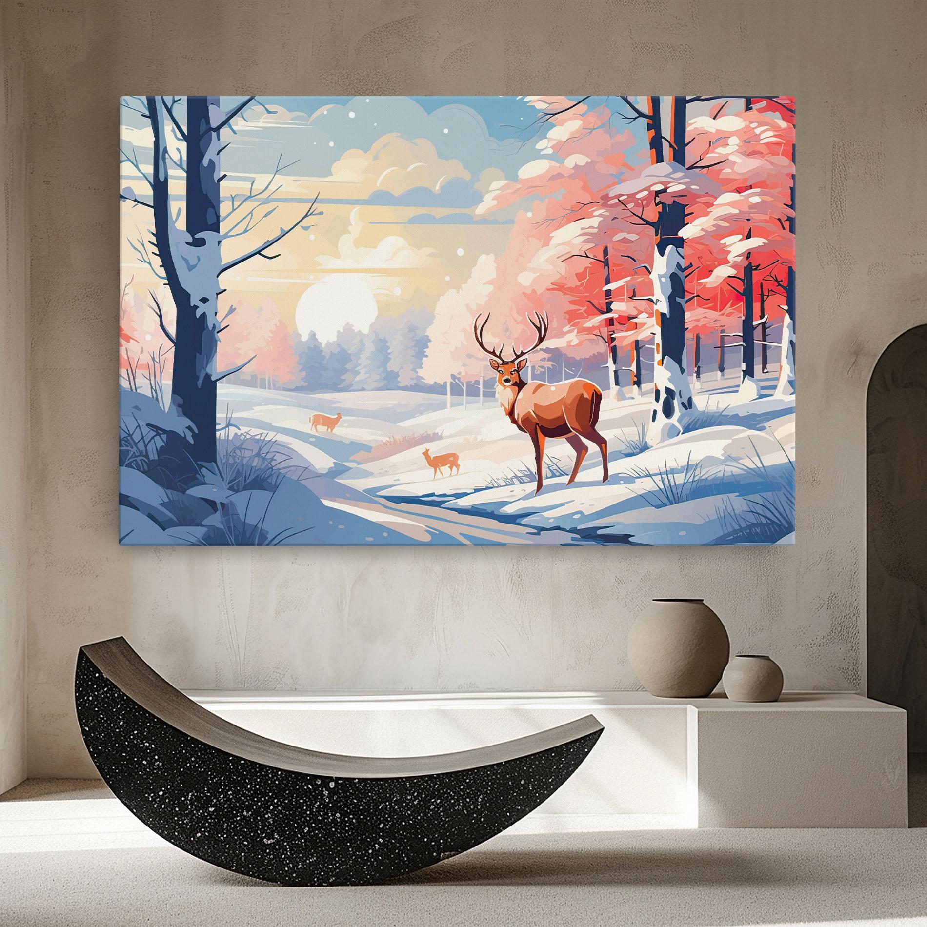 Tablou Canvas Winter Deer Art mockup 8