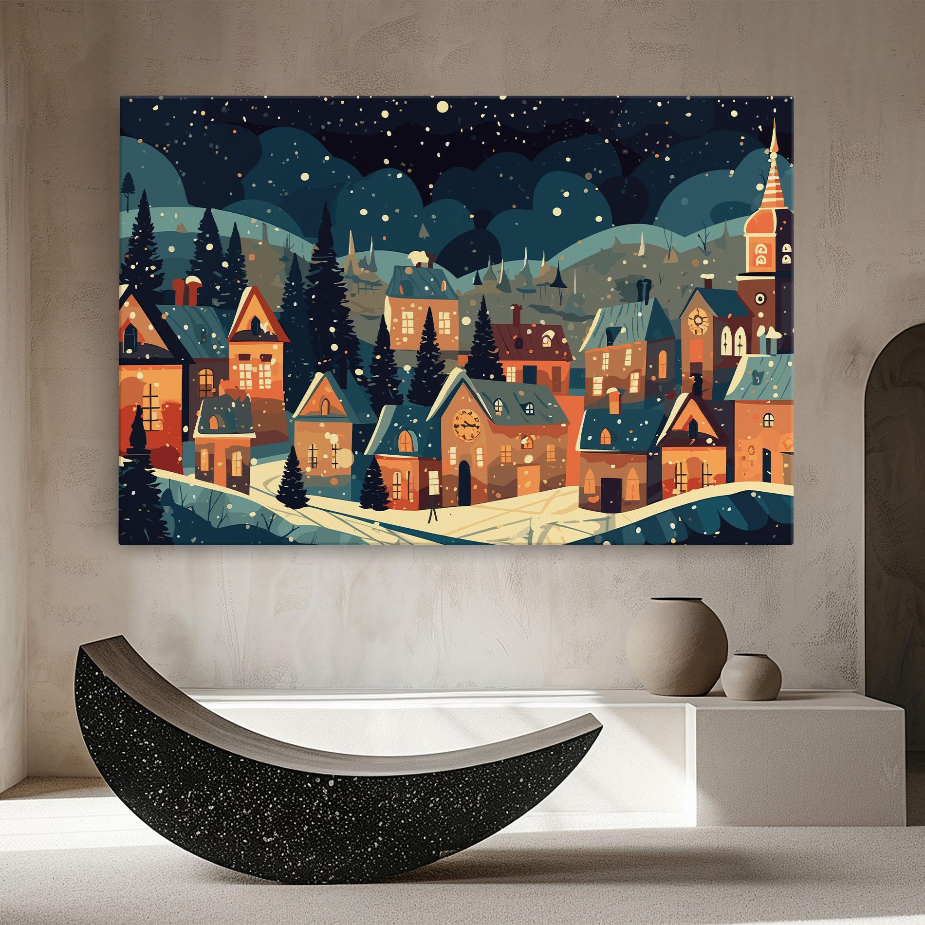 Tablou Canvas Winter View Houses mockup 8